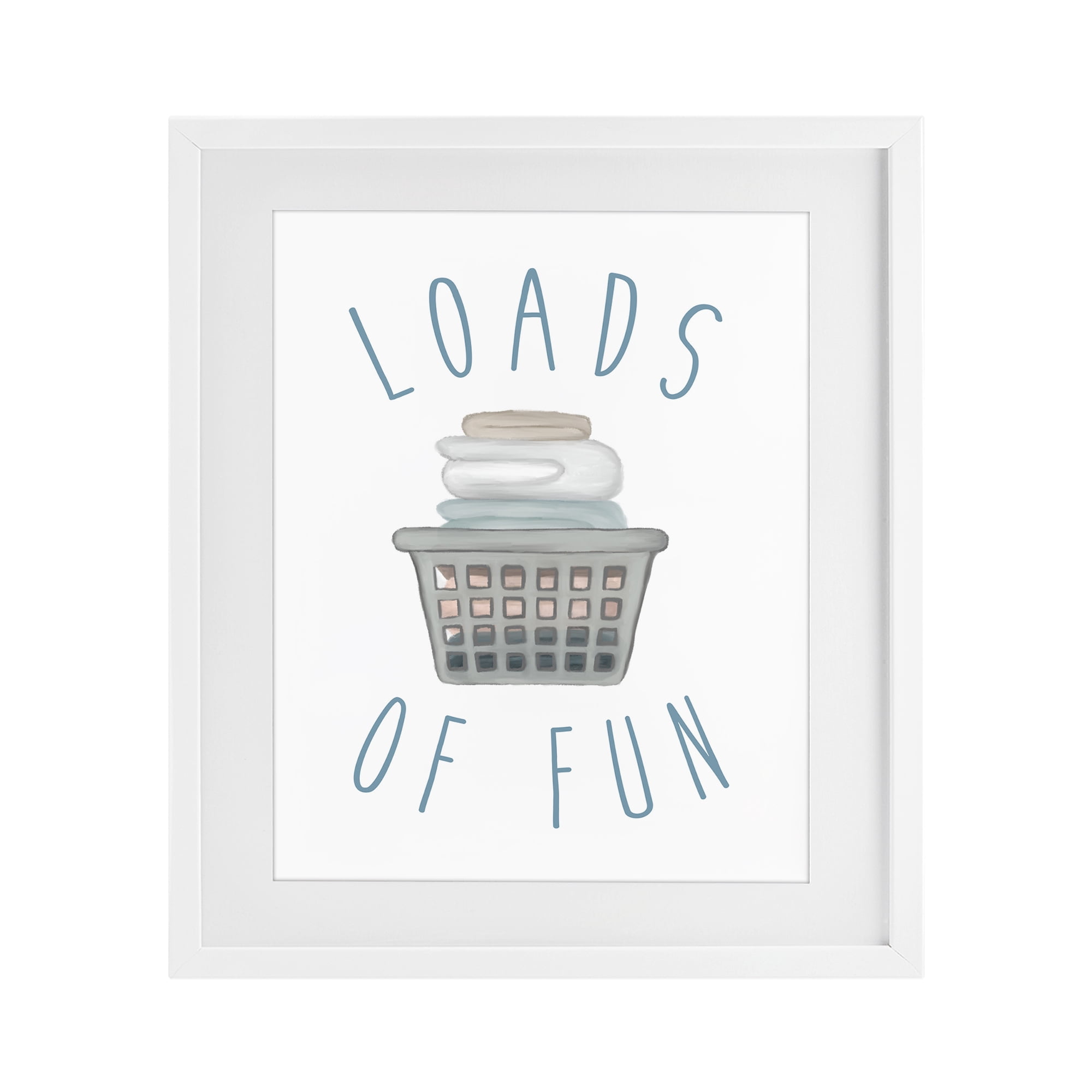 Stupell Industries Loads Of Fun Laundry Basket White Framed Print Under Glass, design by Elizabeth Medley