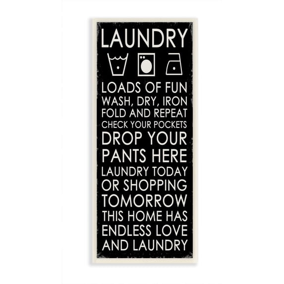 Stupell Industries Loads Of Fun Laundry Bathroom Black And White Word Design Wall Plaque Art by Anna Quach