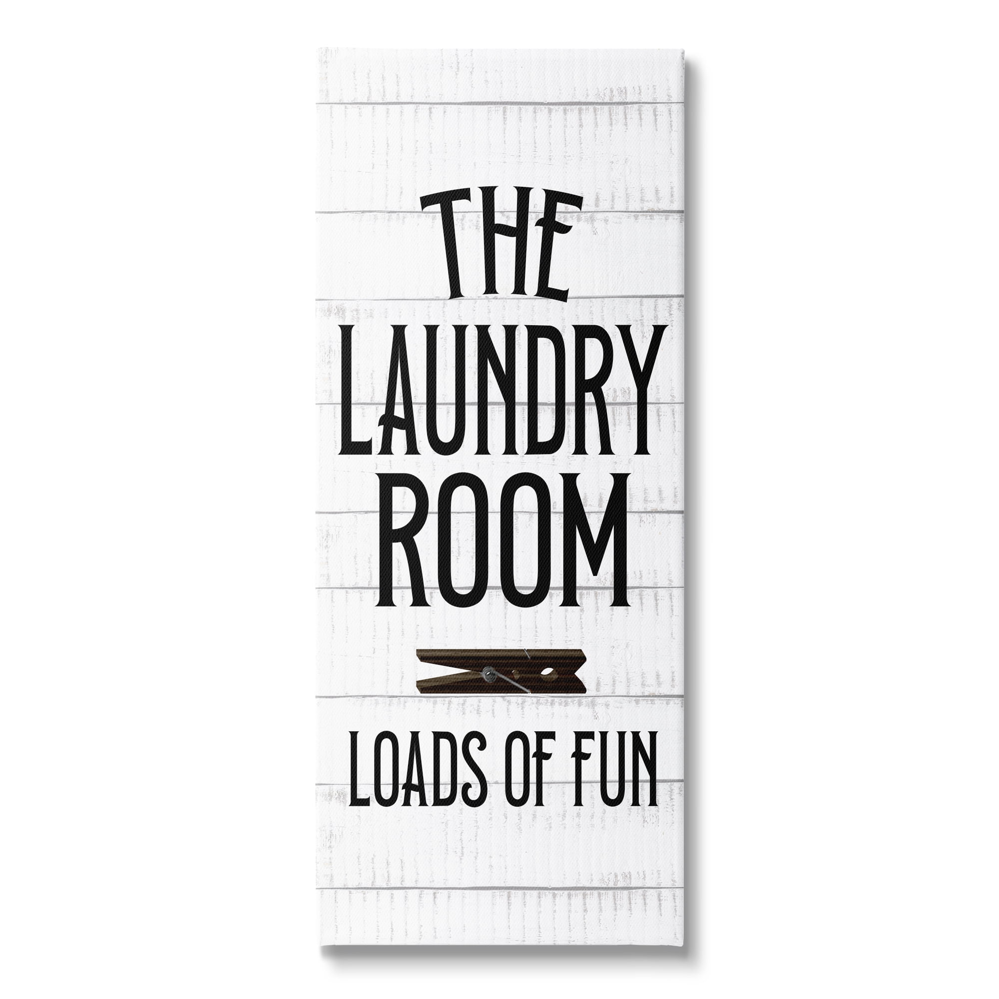 Stupell Industries Loads of Fun Laundry Room Rustic Clothespin Design Canvas Wall Art, 17 x 40, Design by Kim Allen