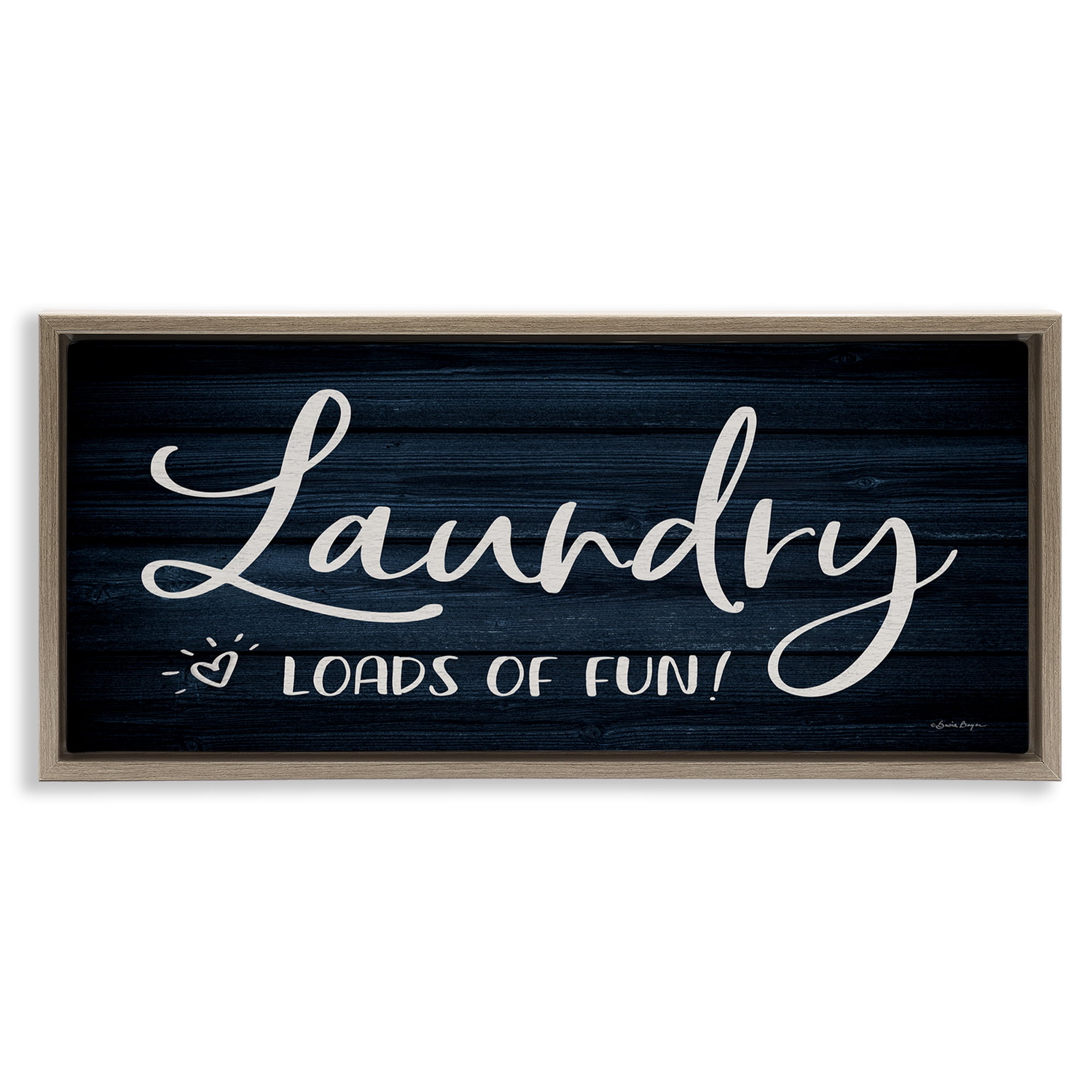 Stupell Industries Loads of Fun Laundry Typography Painting Brown Floater Framed Art Print Wall Art, 25 x 11