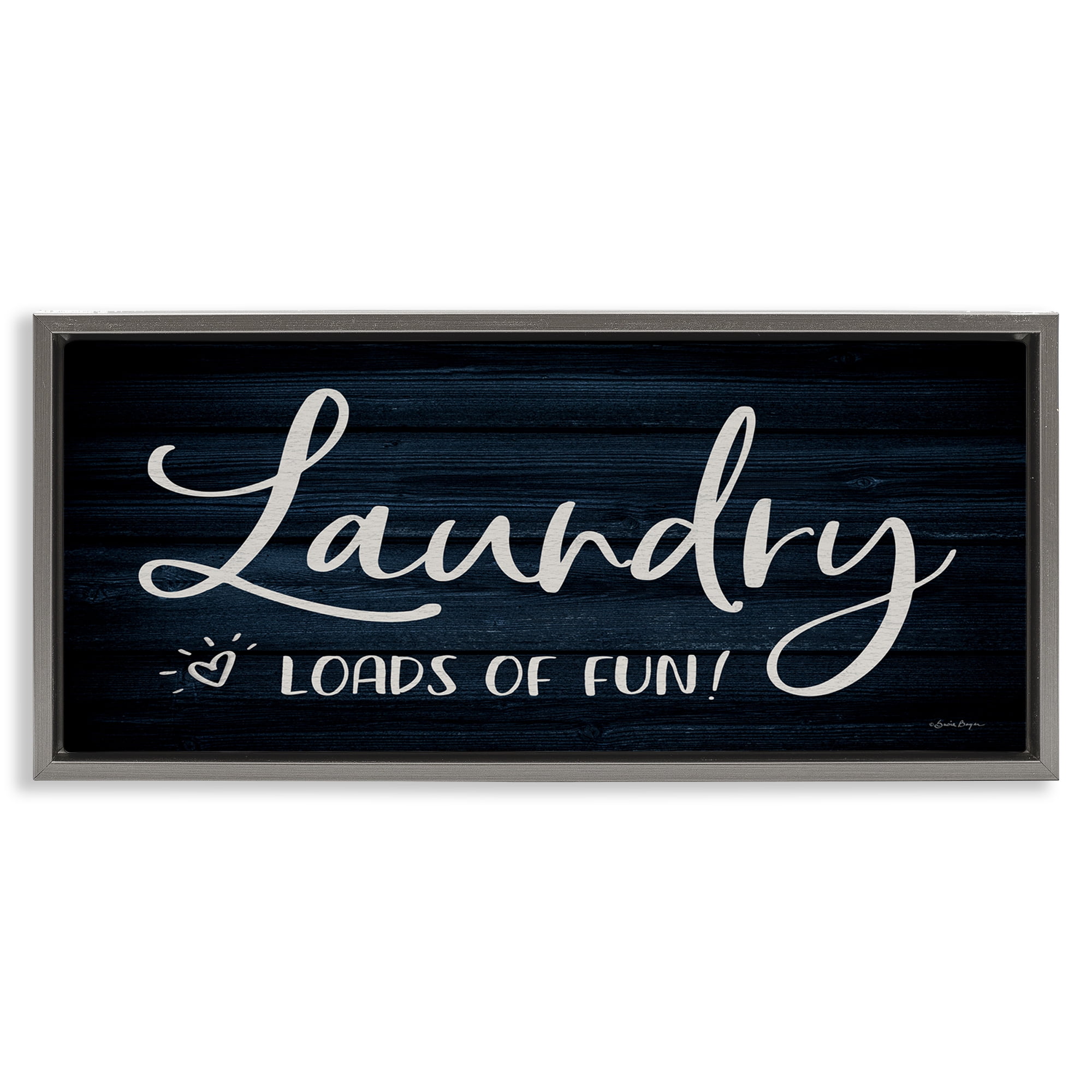 Stupell Industries Loads of Fun Laundry Typography Painting Gray Floater Framed Art Print Wall Art, 31 x 14
