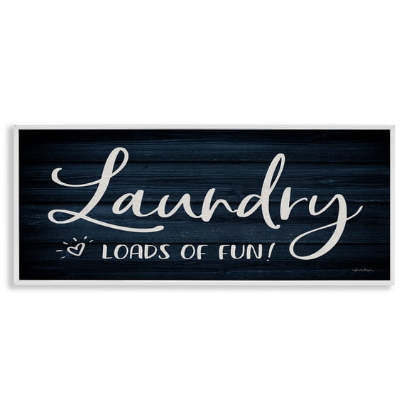 Stupell Industries Loads of Fun Laundry Typography Painting White Framed Art Print Wall Art, 30 x 13
