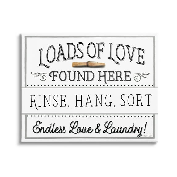 Stupell Industries Loads of Love Laundry Typography Painting Gallery Wrapped Canvas Art Print Wall Art, 48 x 36