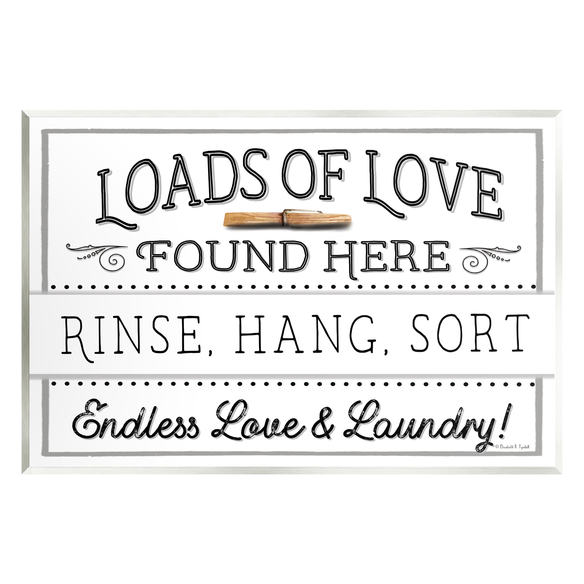 Stupell Industries Loads of Love Laundry Typography Painting Unframed Art Print Wall Art, 19 x 13