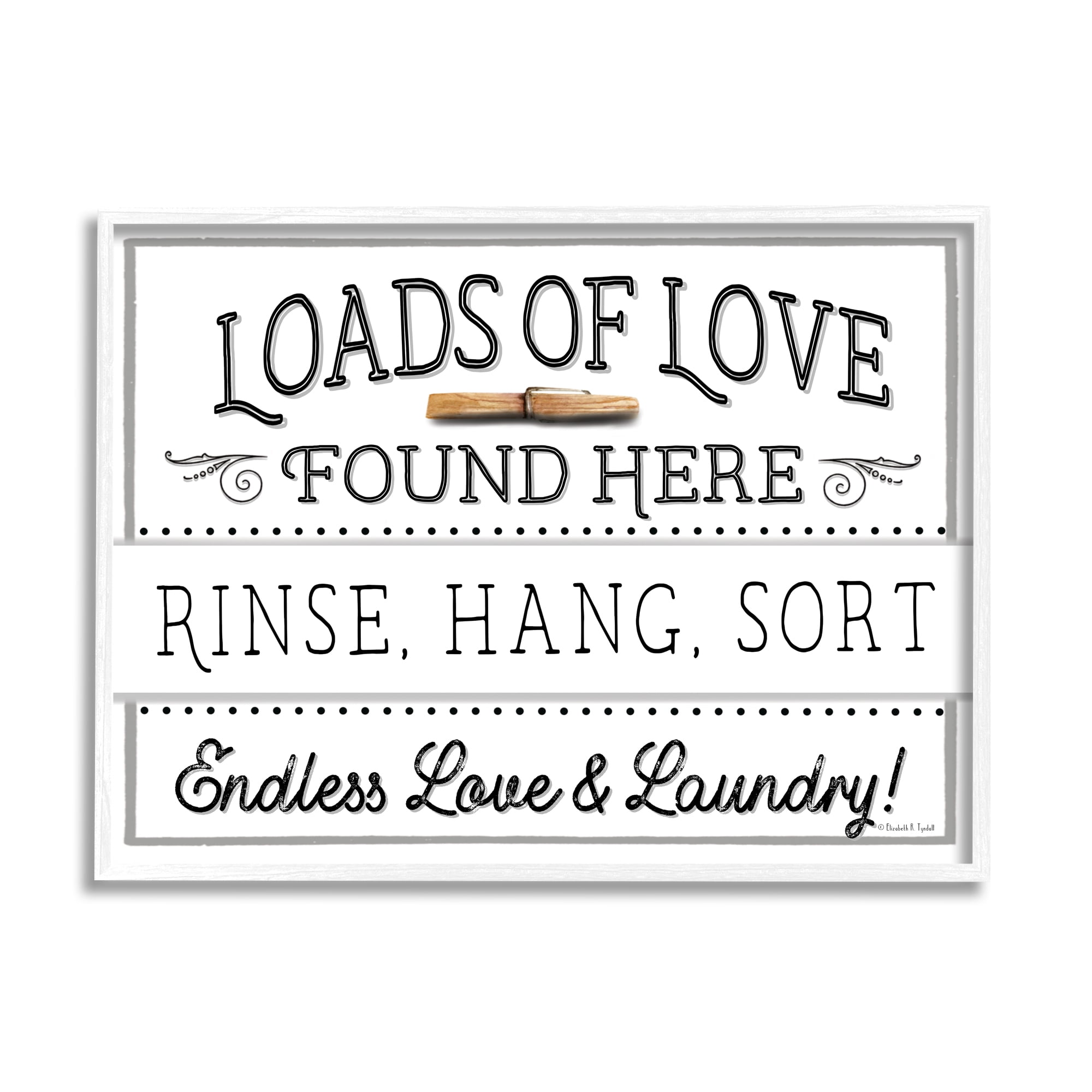 Stupell Industries Loads of Love Laundry Typography Painting White Framed Art Print Wall Art, 20 x 16
