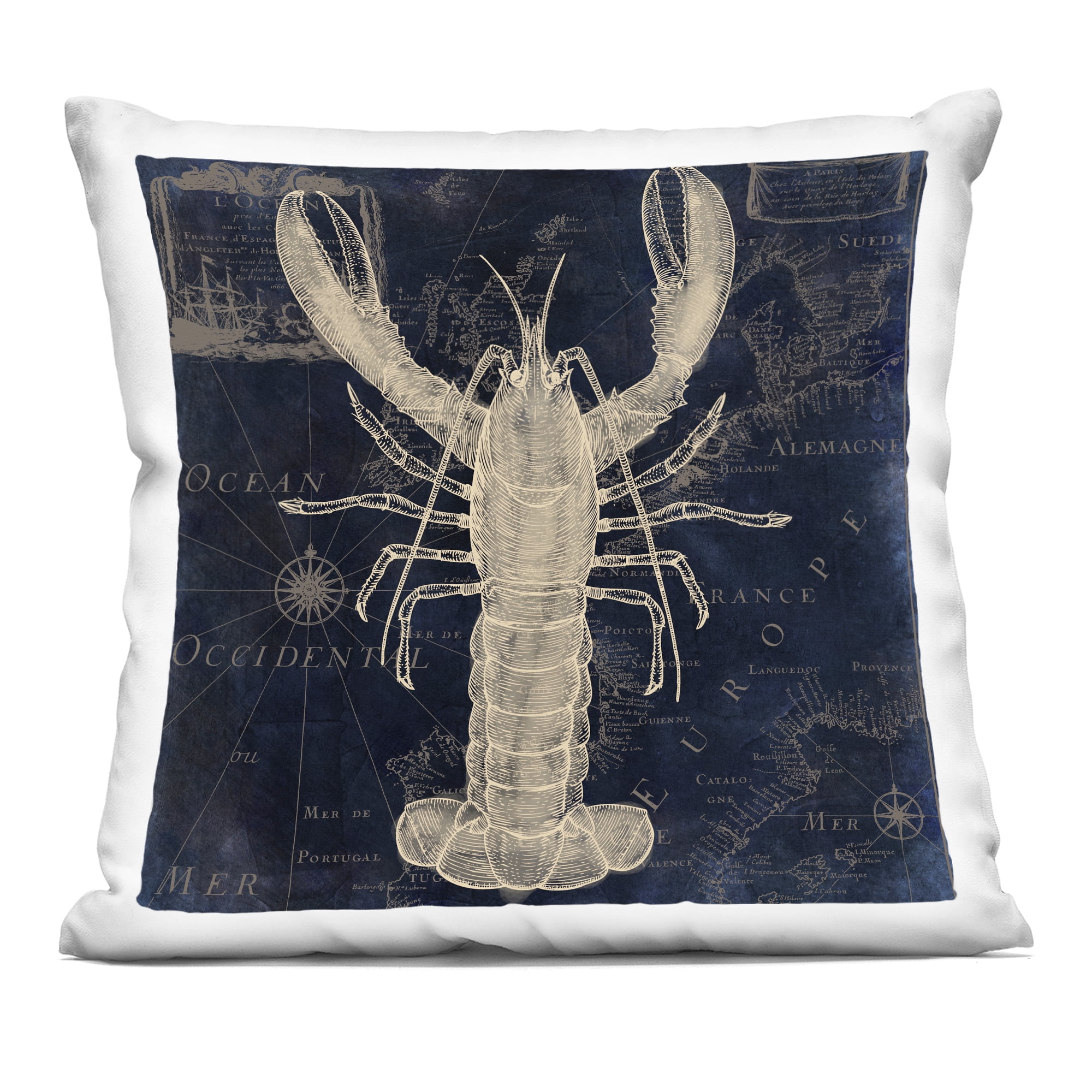 Stupell Industries Lobster Contour over Map Decorative Printed Throw Pillow, design by Sasha