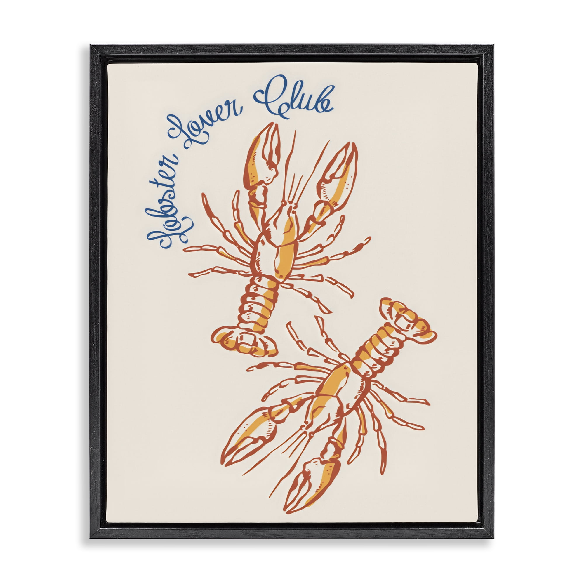 Stupell Industries Lobster Lover Club Black Framed Floater Canvas Wall Art, design by The Prints Vibe