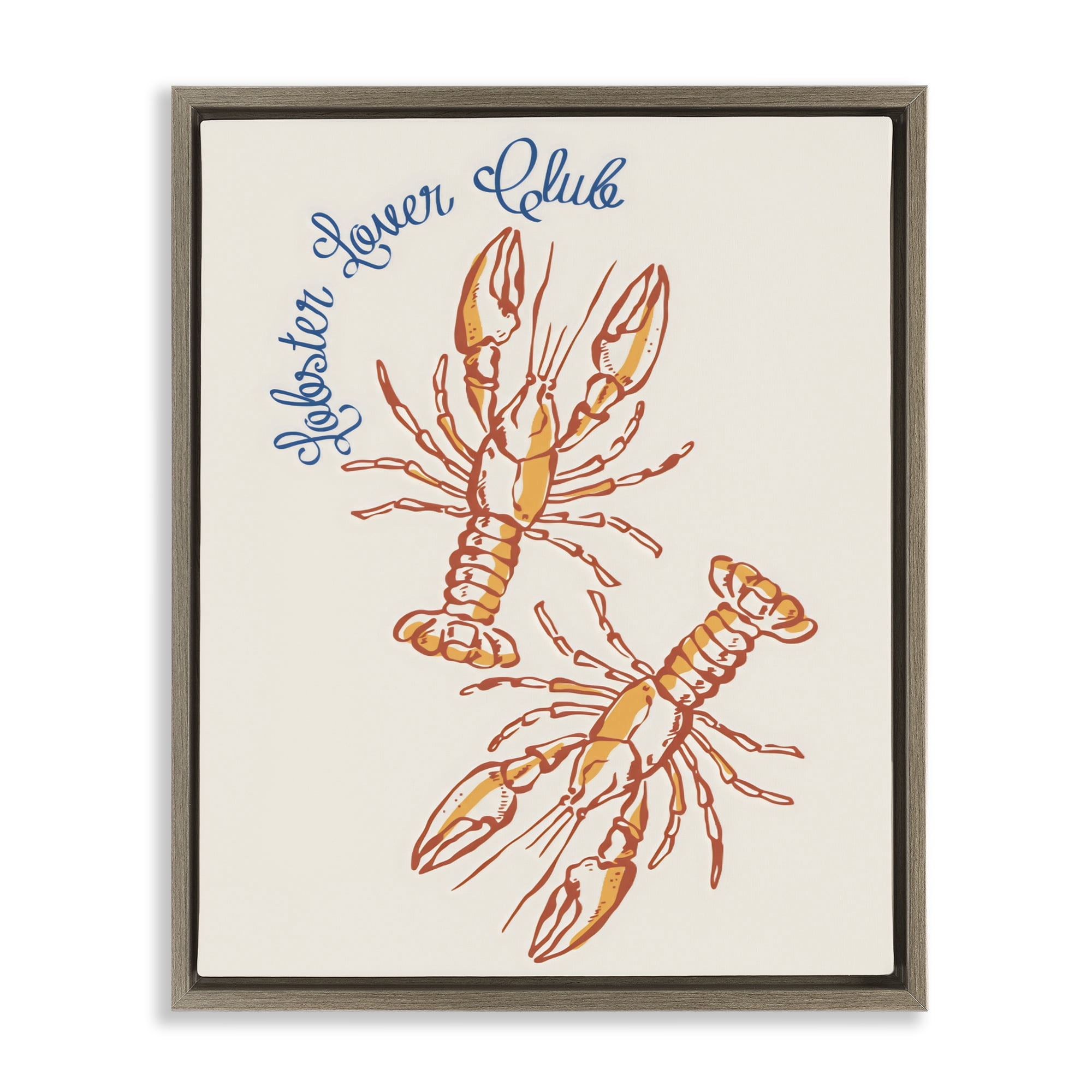 Stupell Industries Lobster Lover Club Brown Framed Floater Canvas Wall Art, design by The Prints Vibe