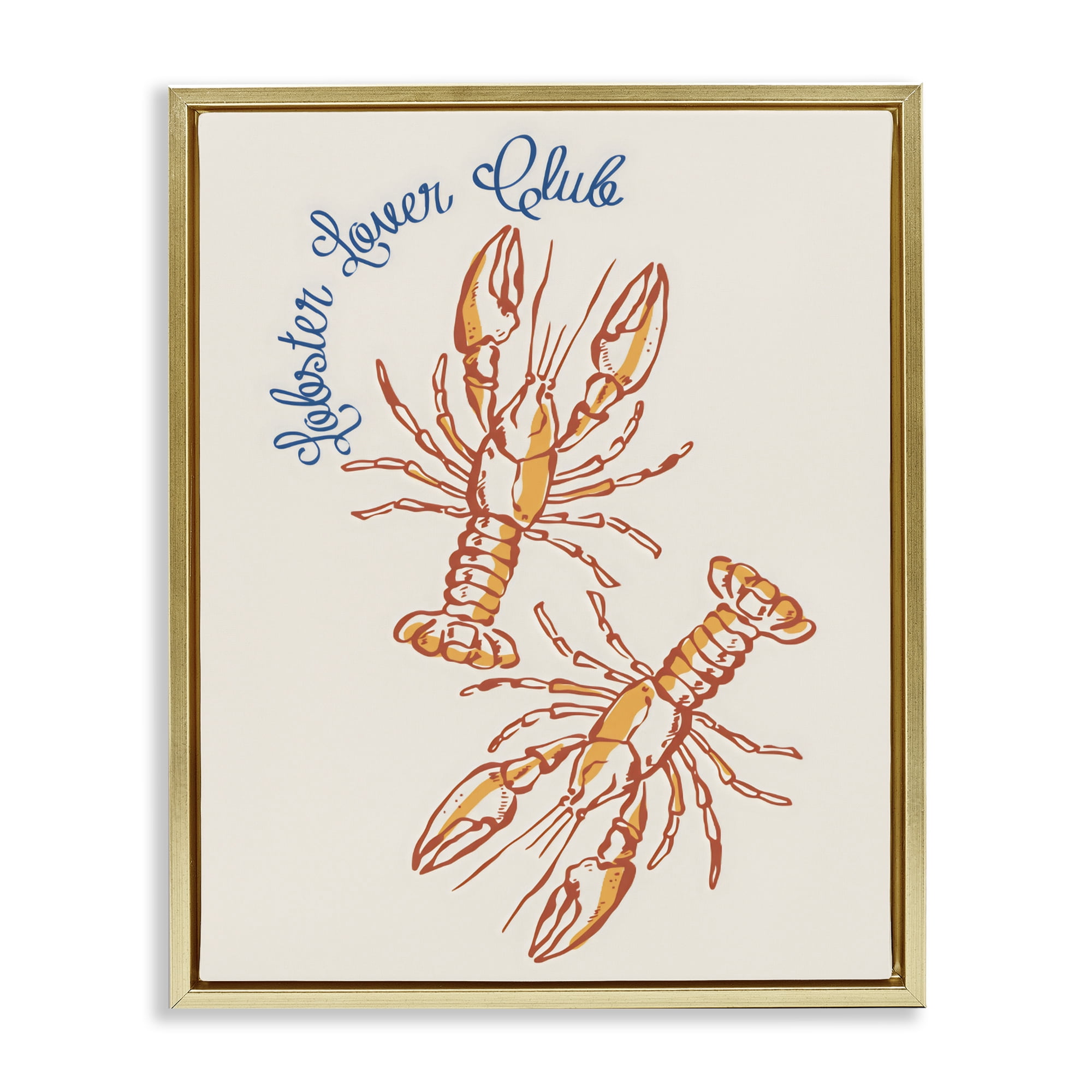 Stupell Industries Lobster Lover Club Gold Framed Floater Canvas Wall Art, design by The Prints Vibe