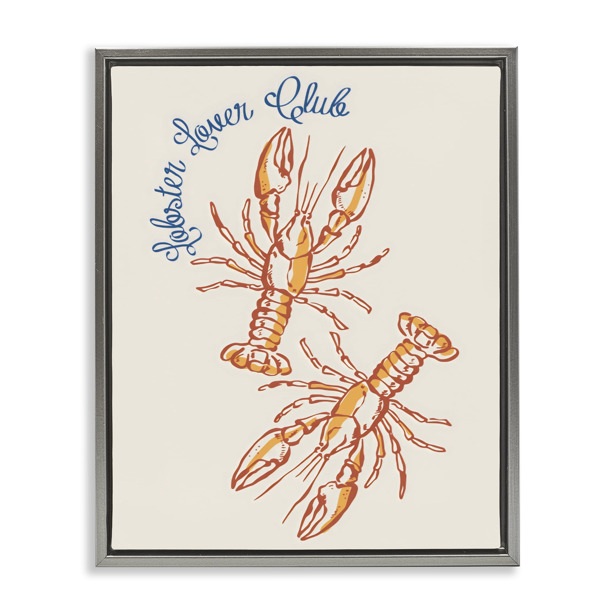 Stupell Industries Lobster Lover Club Gray Framed Floater Canvas Wall Art, design by The Prints Vibe