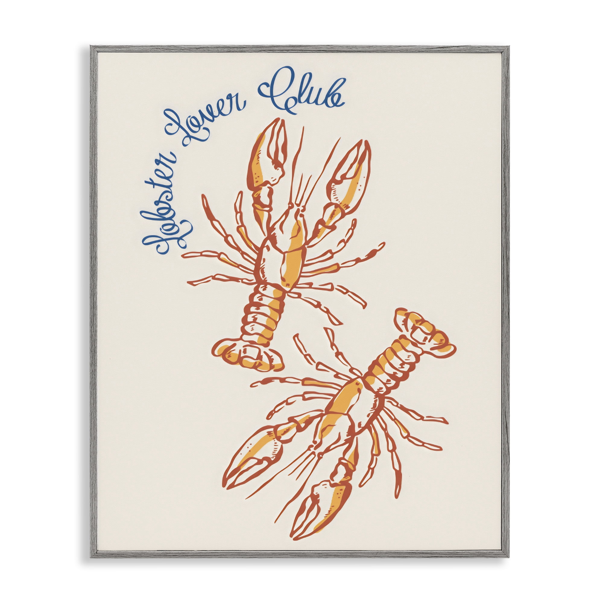 Stupell Industries Lobster Lover Club Gray Framed Giclee Art, design by The Prints Vibe