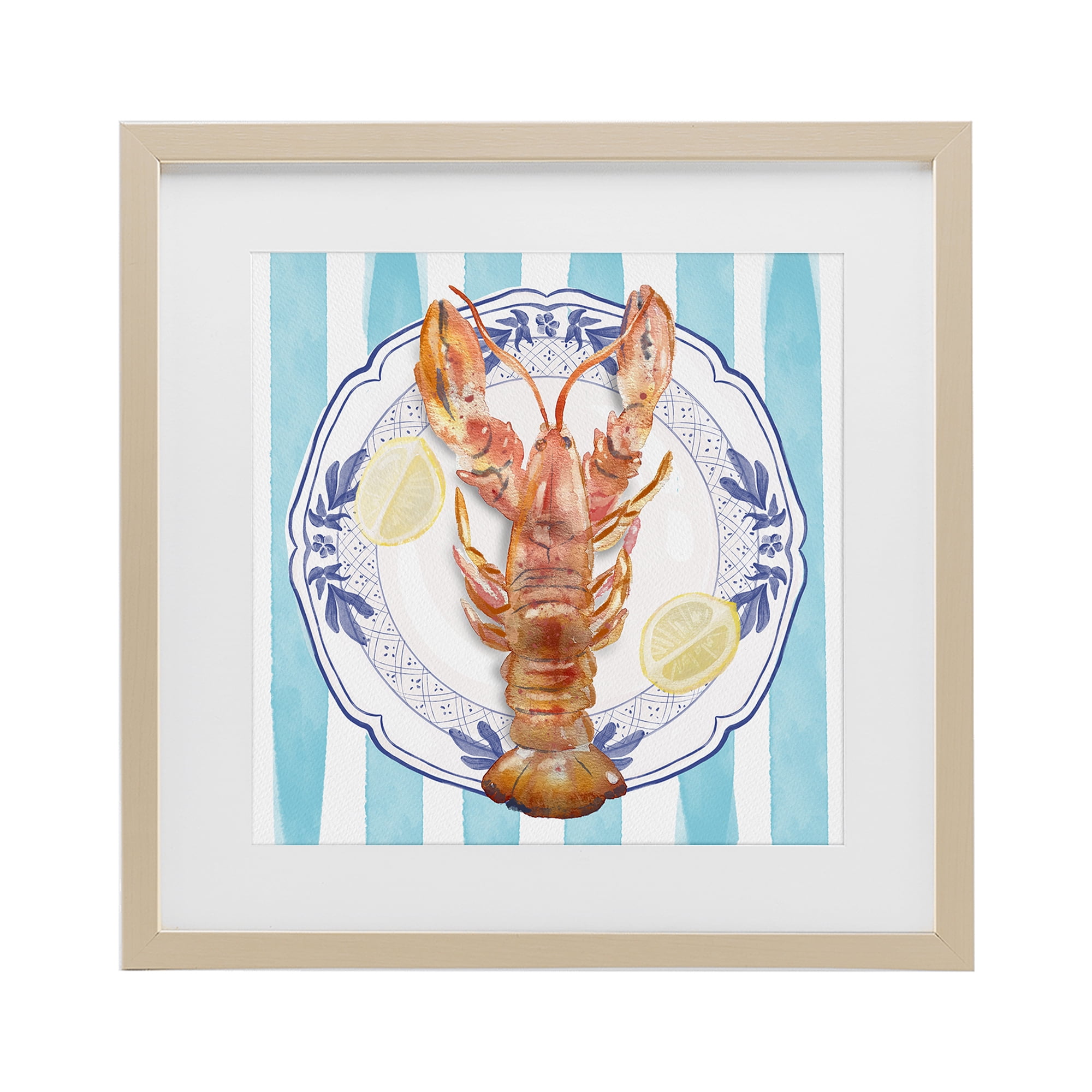 Stupell Industries Lobster Seafood Plate Birch Framed Print Under Glass, design by Christie Adams