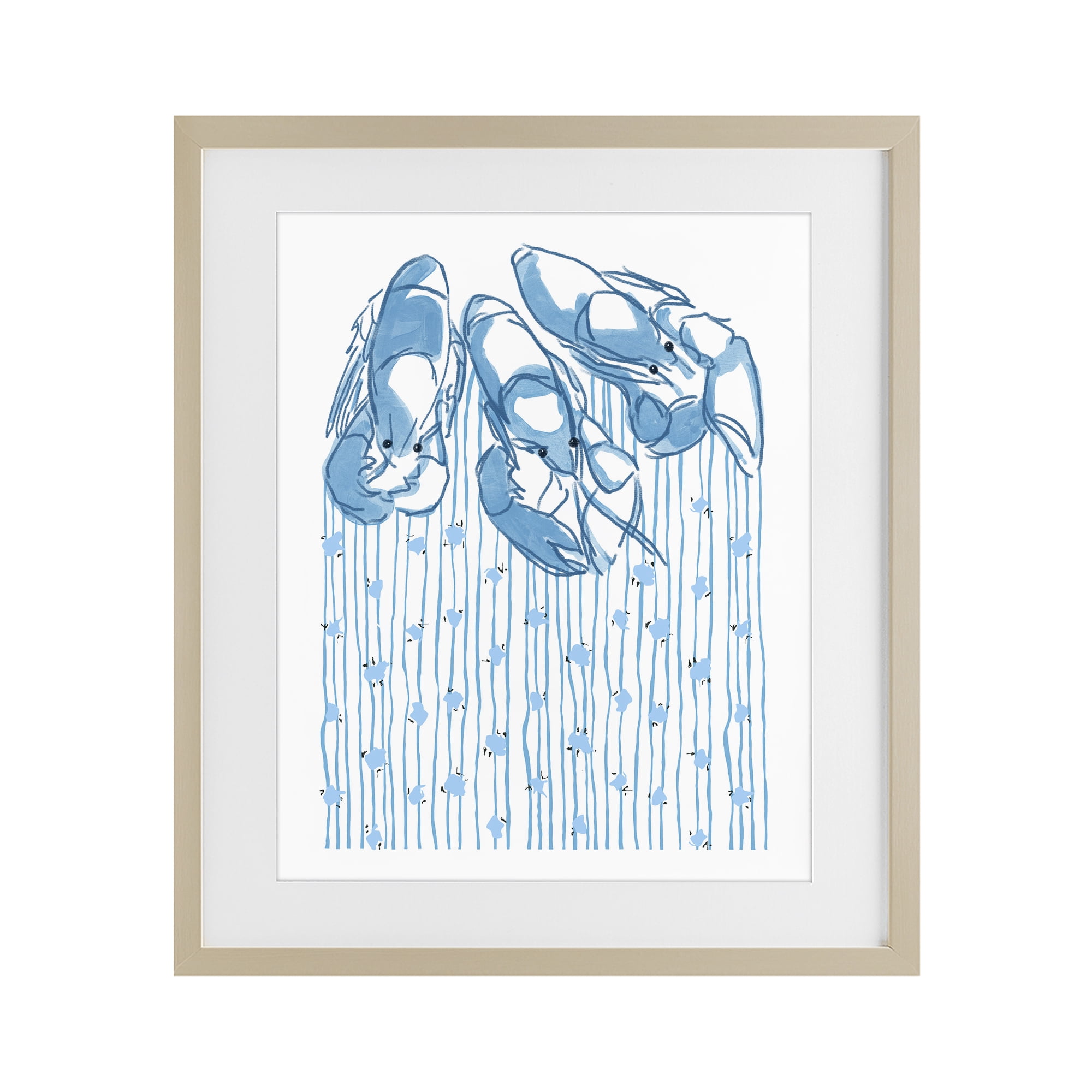 Stupell Industries Lobster Trio with Strings Birch Framed Print Under Glass, design by Melissa Tilley