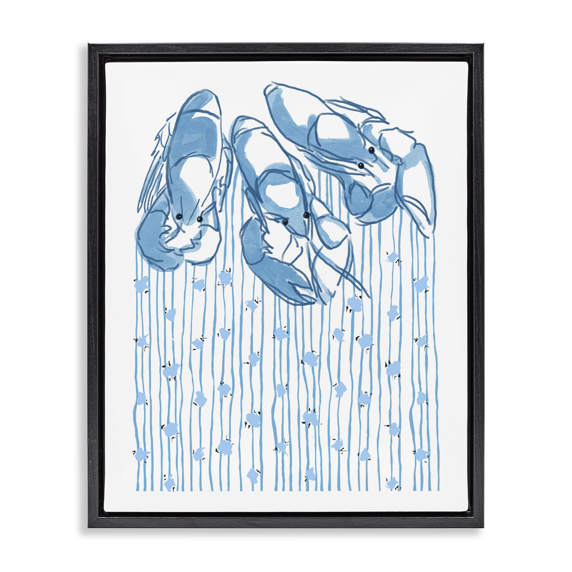 Stupell Industries Lobster Trio with Strings Black Framed Floater Canvas Wall Art, design by Melissa Tilley