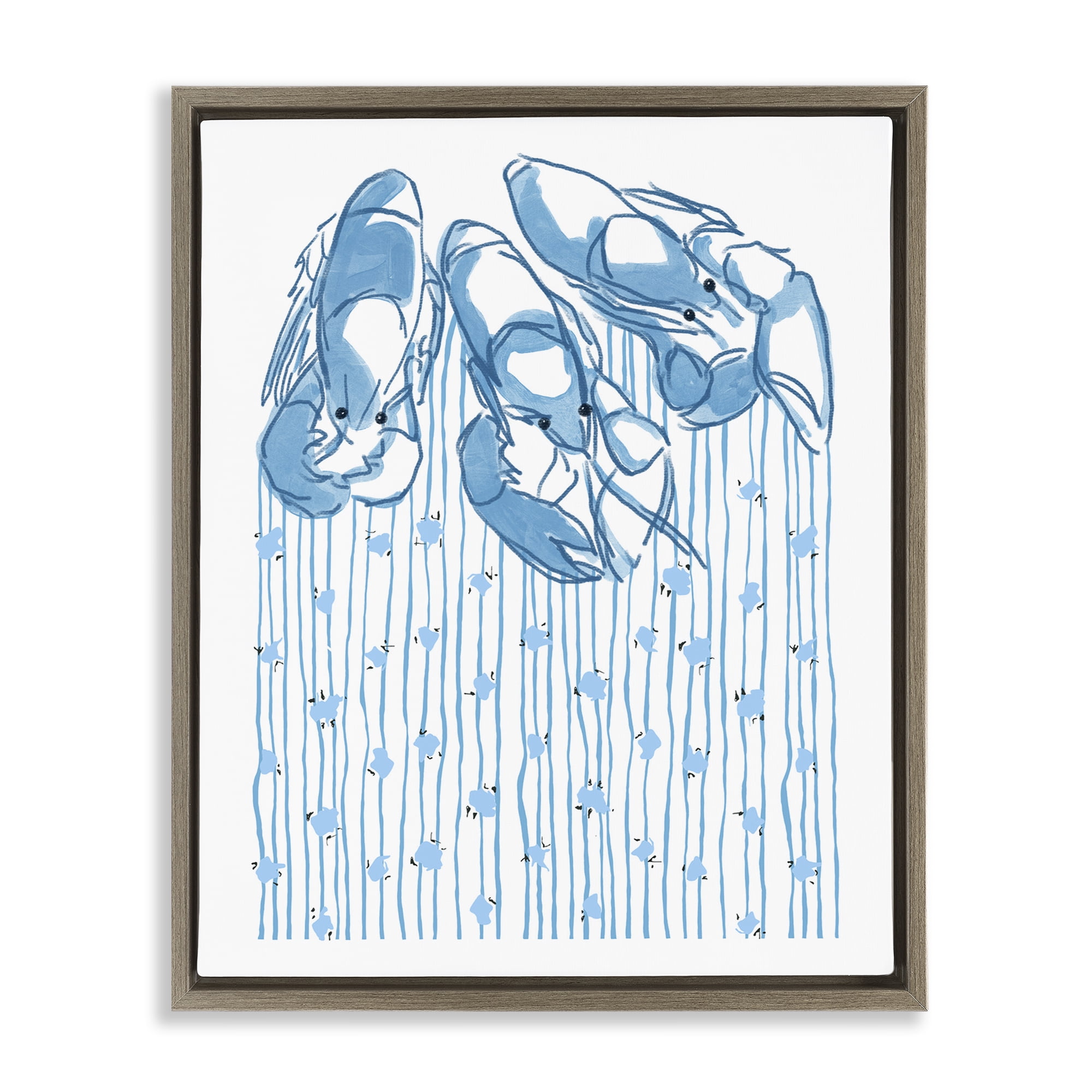 Stupell Industries Lobster Trio with Strings Brown Framed Floater Canvas Wall Art, design by Melissa Tilley