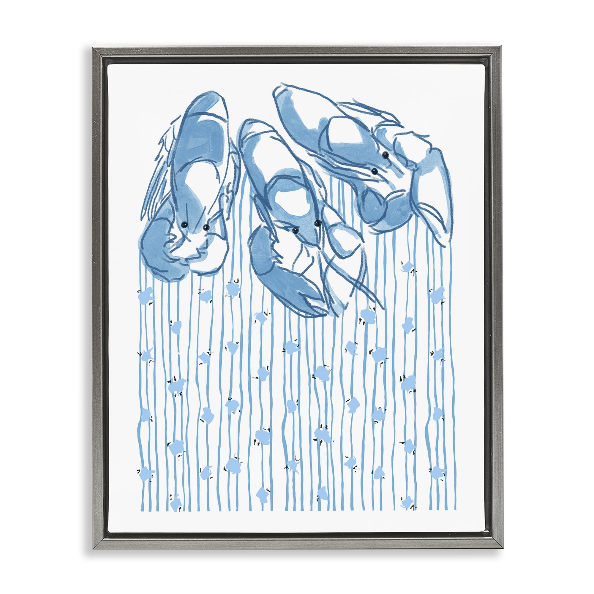 Stupell Industries Lobster Trio with Strings Gray Framed Floater Canvas Wall Art, design by Melissa Tilley