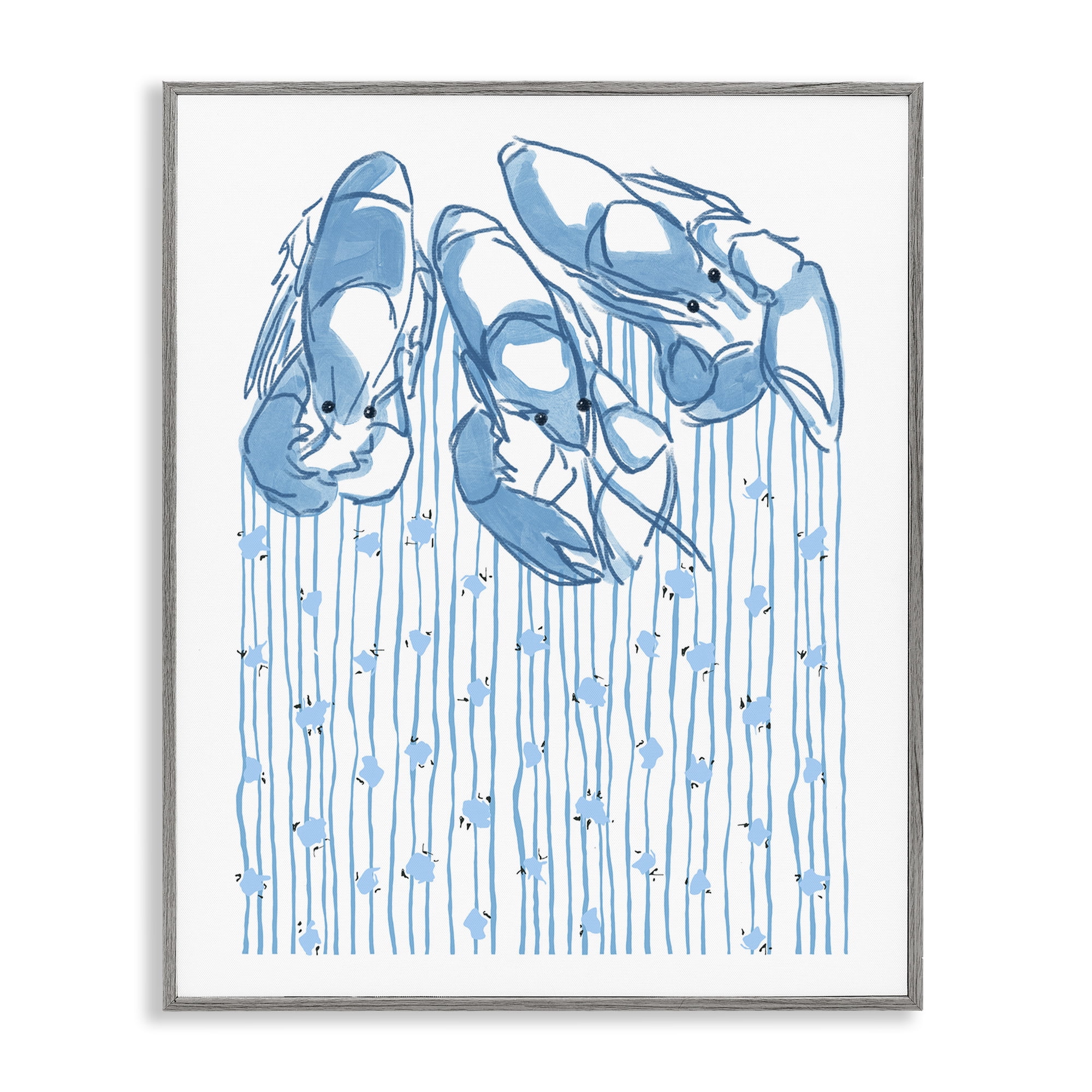 Stupell Industries Lobster Trio with Strings Gray Framed Giclee Art, design by Melissa Tilley