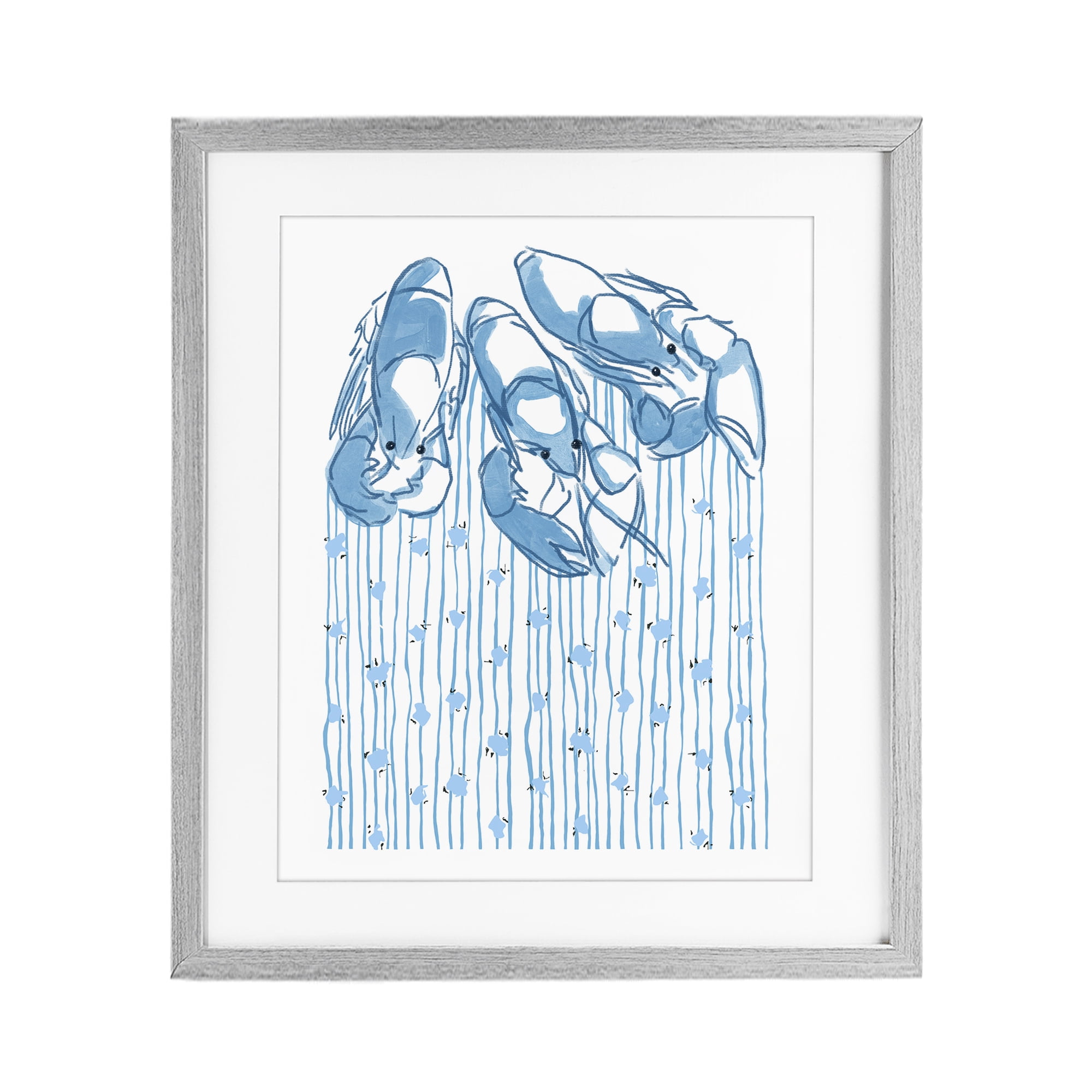 Stupell Industries Lobster Trio with Strings Gray Framed Print Under Glass, design by Melissa Tilley