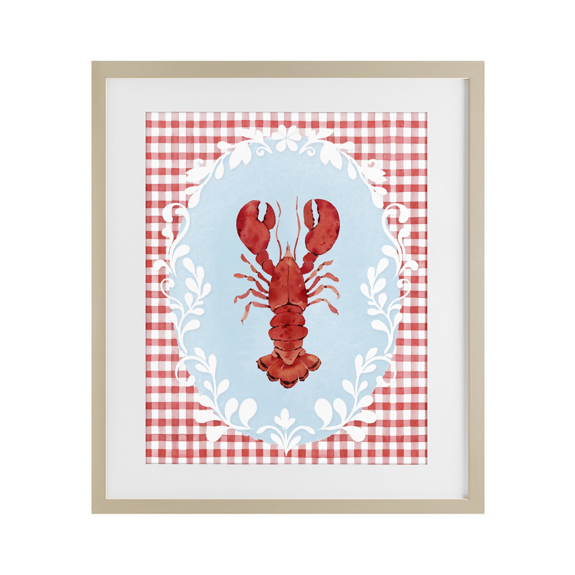 Stupell Industries Lobster with Red Plaid Birch Framed Print Under Glass, design by Heather Lee Chan