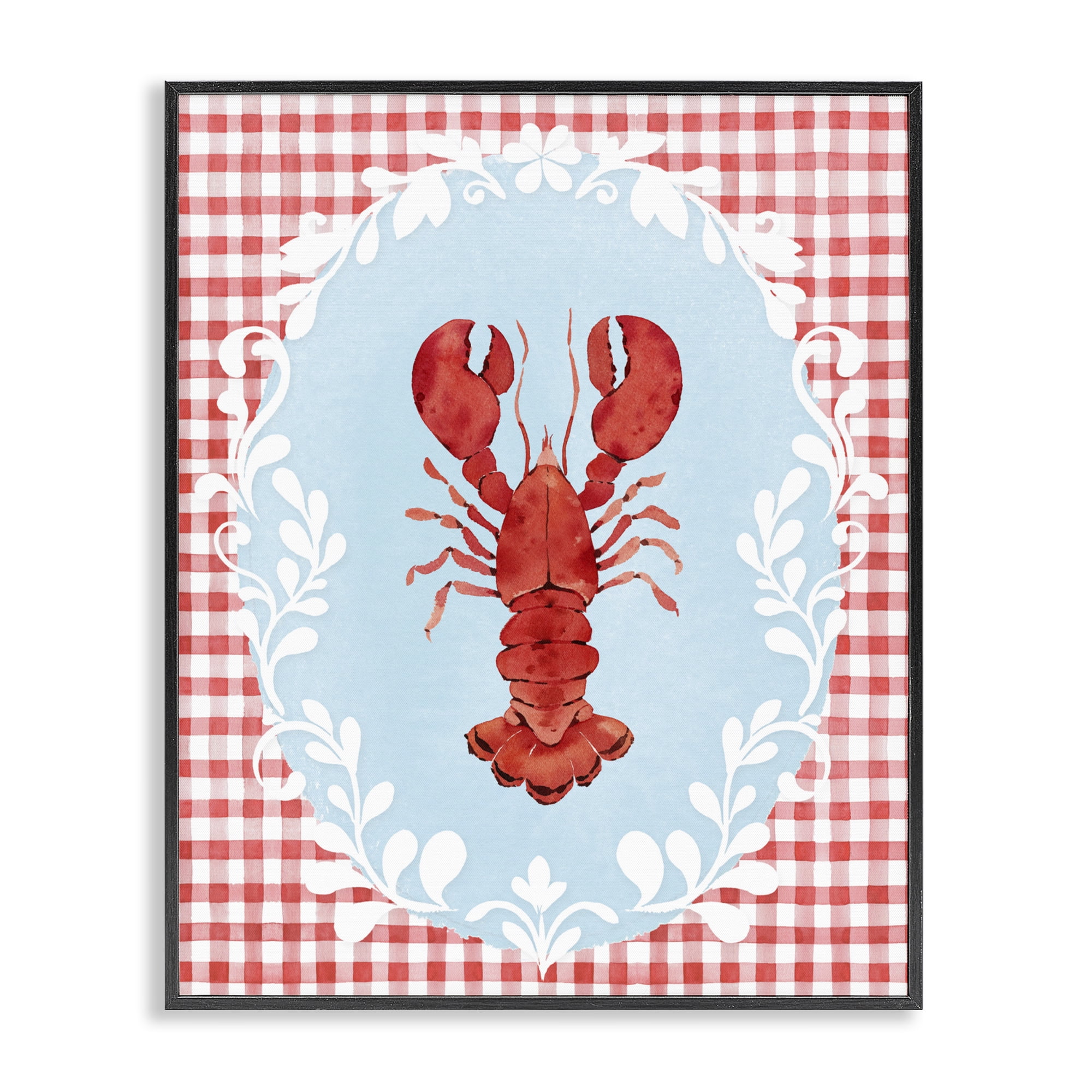 Stupell Industries Lobster with Red Plaid Black Framed Giclee Art, design by Heather Lee Chan