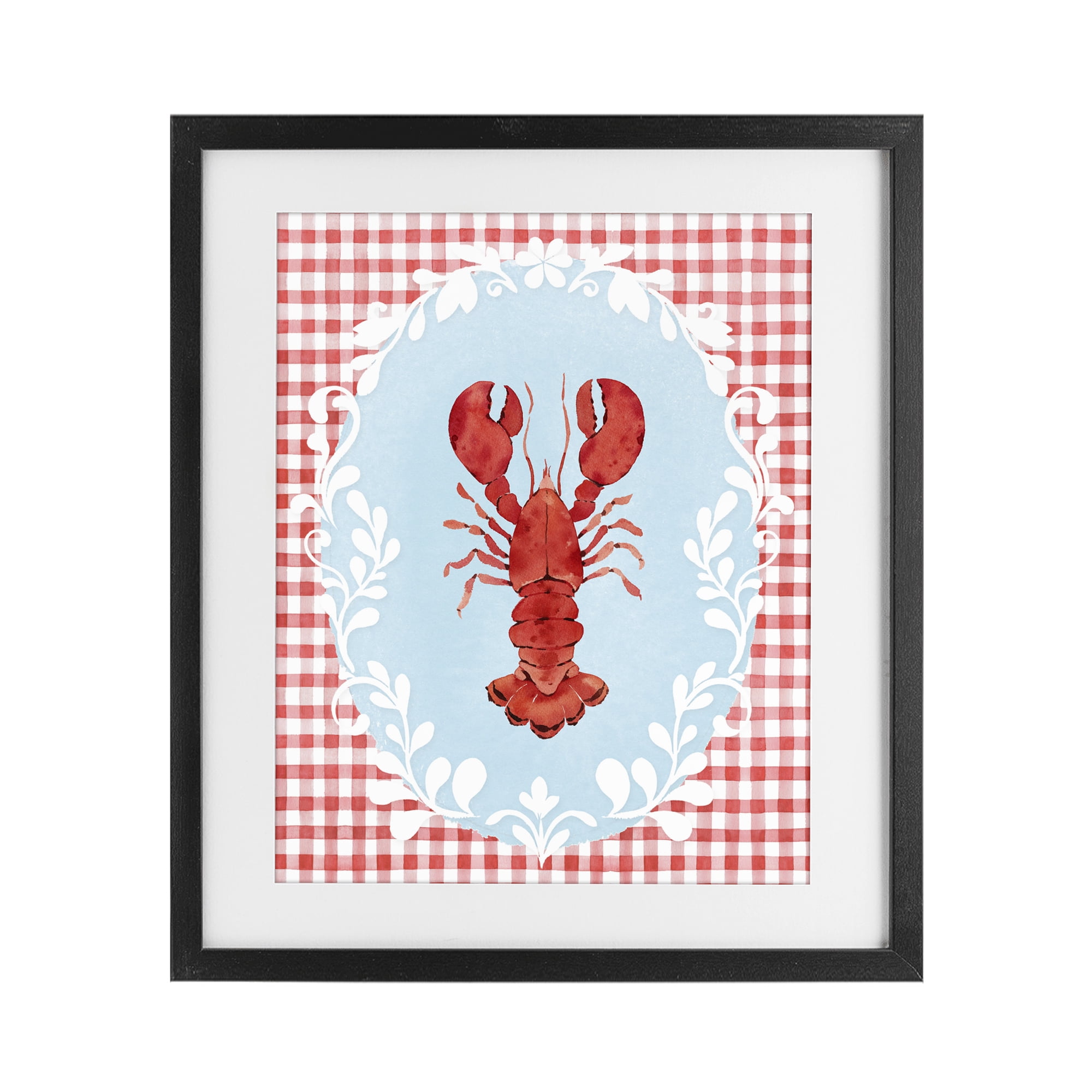 Stupell Industries Lobster with Red Plaid Black Framed Print Under Glass, design by Heather Lee Chan