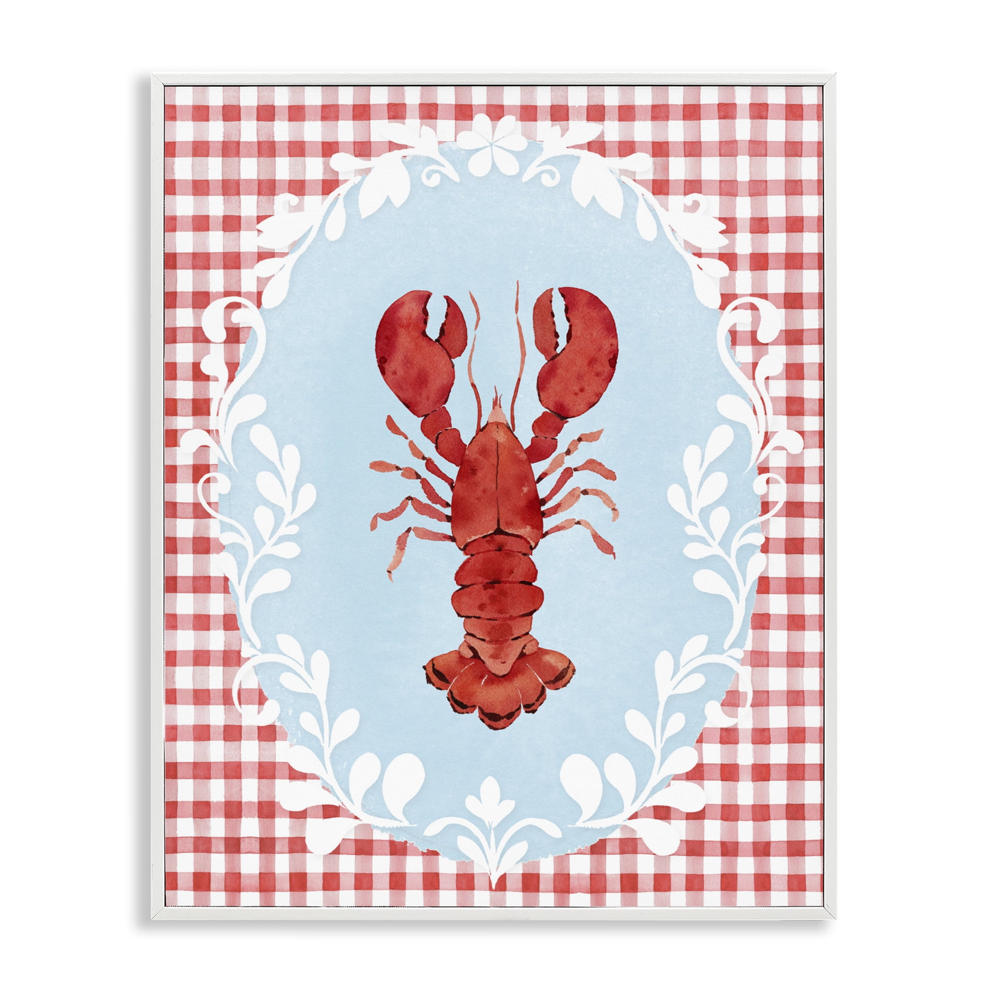 Stupell Industries Lobster with Red Plaid White Framed Giclee Art, design by Heather Lee Chan