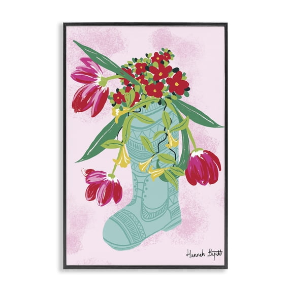 Stupell Industries Eclectic Local Flora in Rainboot Black Framed Giclee Art, 20 x 30, by Hannah Byatt