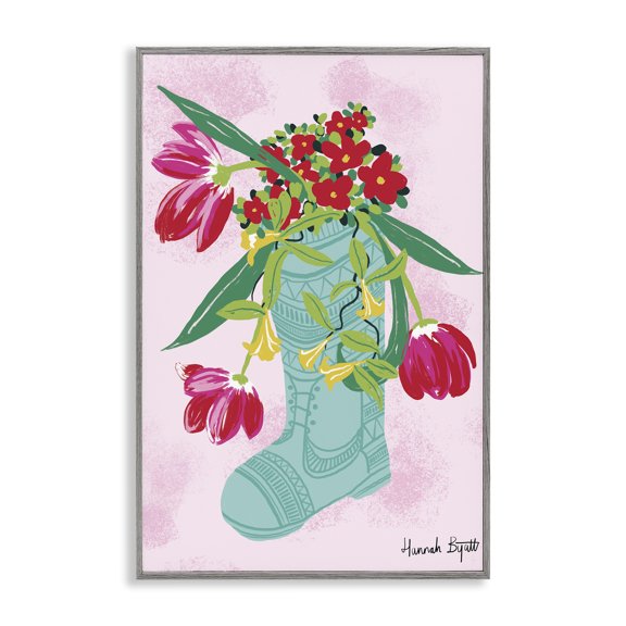 Stupell Industries Local Flora in Rainboot Gray Framed Giclee Art design by Hannah Byatt, 30 x 20