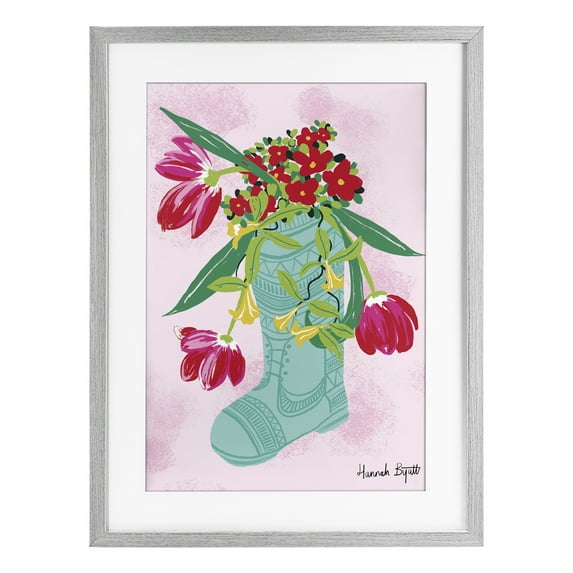 Stupell Industries Local Flora in Rainboot Gray Framed Print Under Glass design by Hannah Byatt, 20 x 14