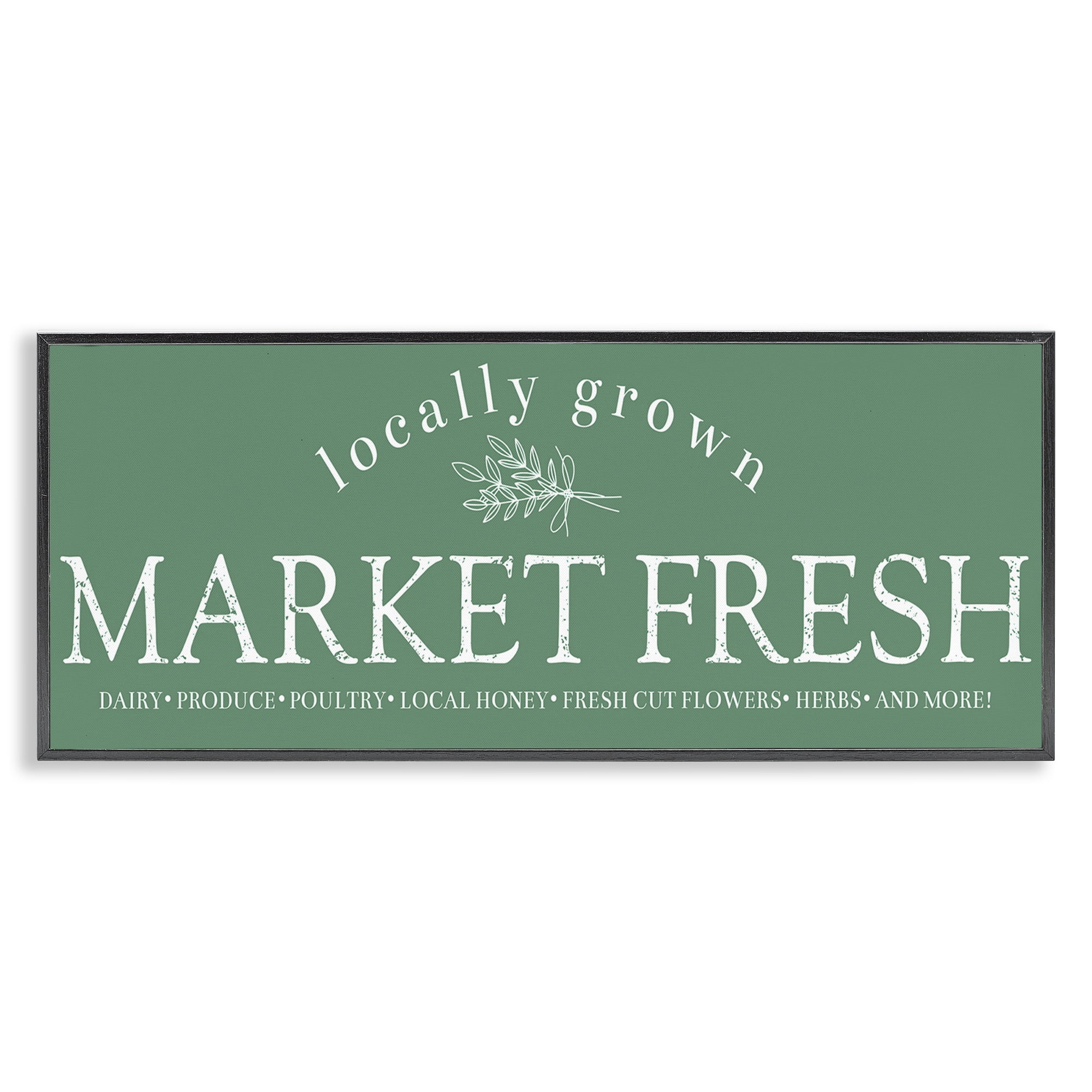 Stupell Industries Locally Grown Market Text & Numbers Painting Black Framed Art Print Wall Art, 30 x 13