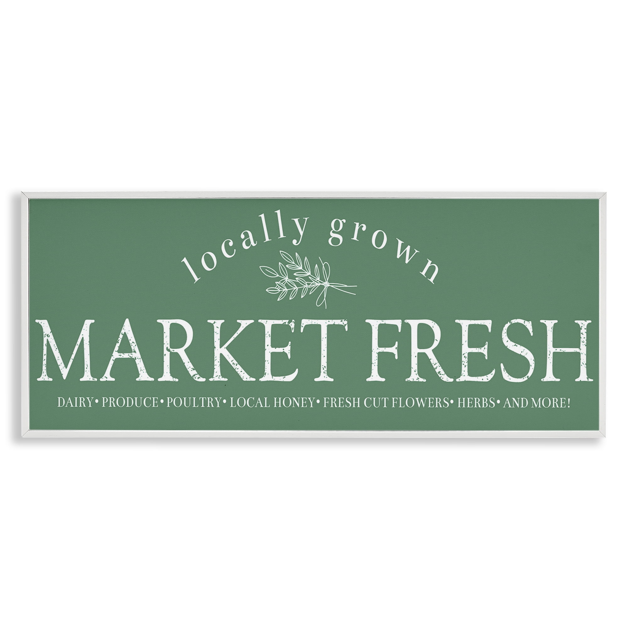 Stupell Industries Locally Grown Market Text & Numbers Painting White Framed Art Print Wall Art, 30 x 13