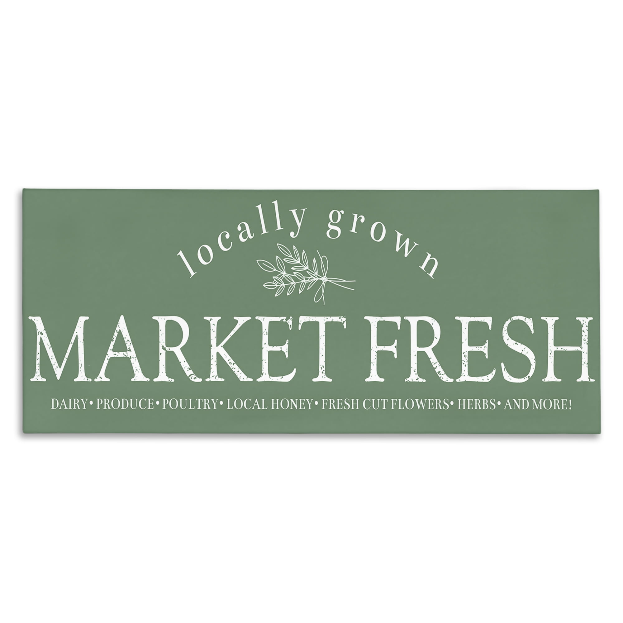 Stupell Industries Locally Grown Market Text & Numbers Painting Wrapped Canvas Art Print Wall Art, 24 x 10