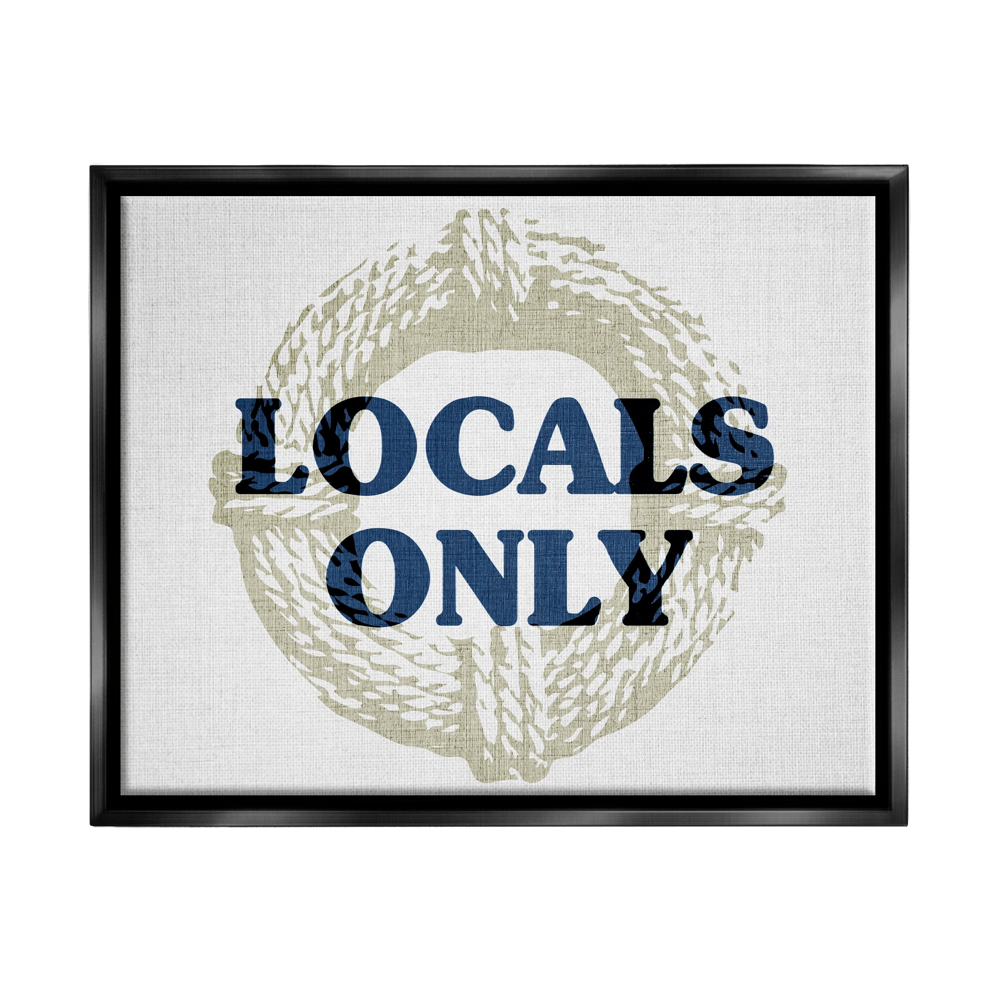 Stupell Industries Locals Only Maritime Phrase Nature Painting Black Floater Framed Canvas Art Print Wall Art, 21 x 17