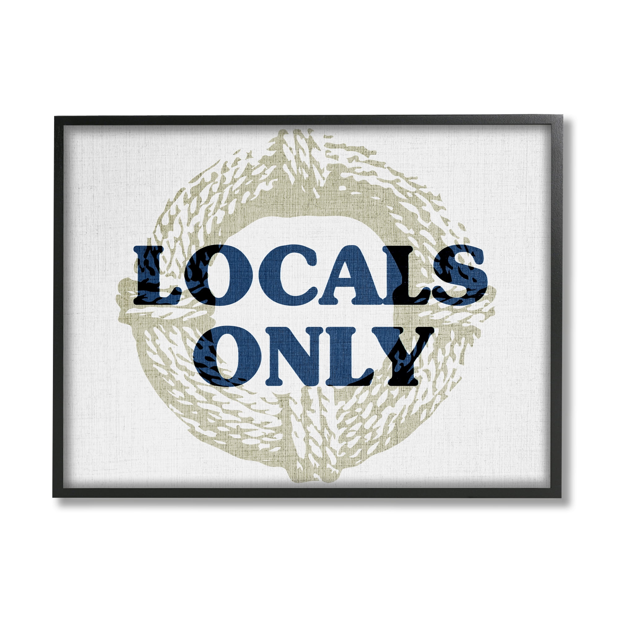 Stupell Industries Locals Only Maritime Phrase Nature Painting Black Framed Art Print Wall Art, 14 x 11