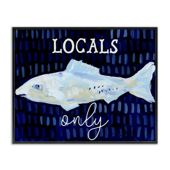 Stupell Industries Locals Only with Fish Animals & Insects Painting Black Framed Art Print Wall Art, 14 x 11