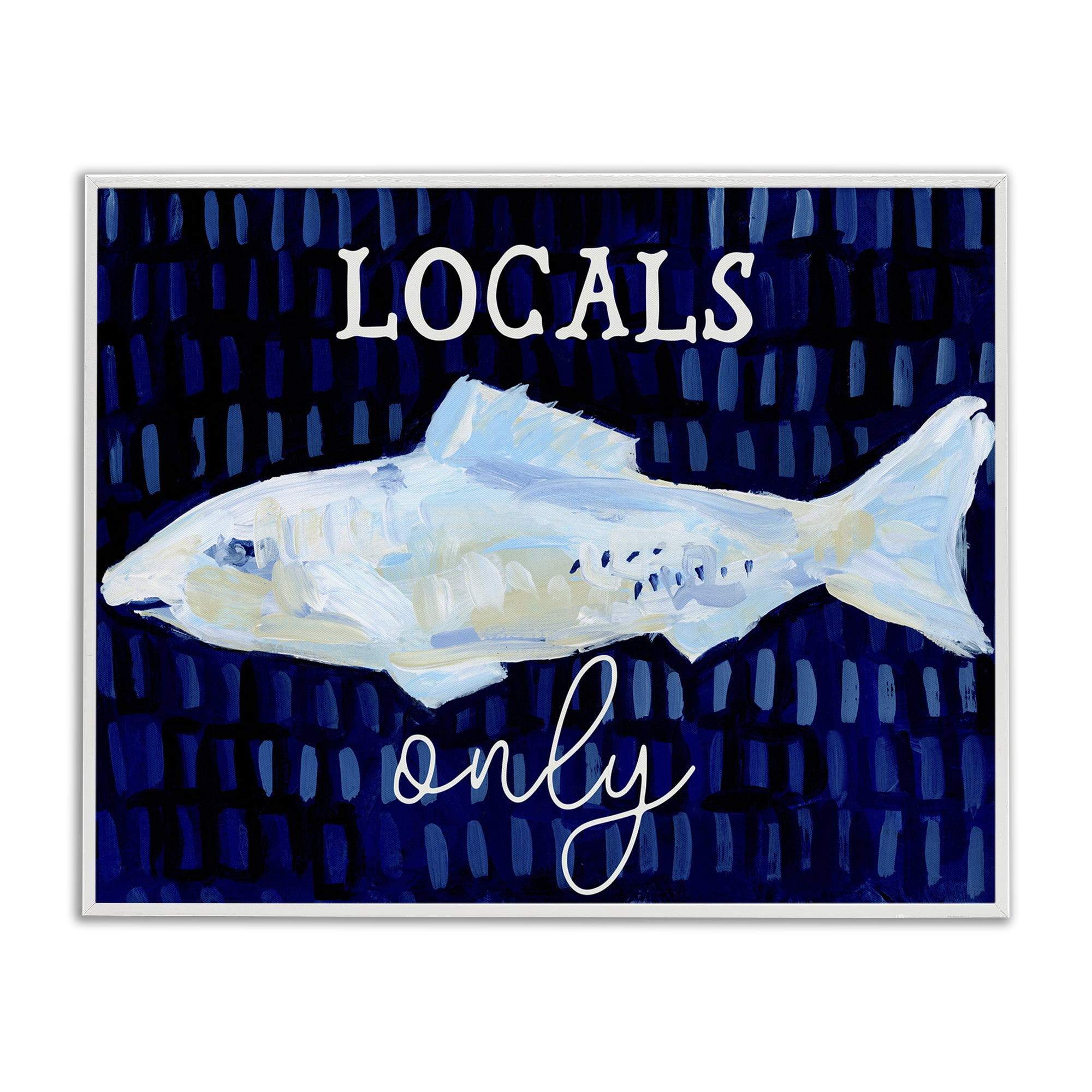 Stupell Industries Locals Only with Fish Animals & Insects Painting White Framed Art Print Wall Art, 14 x 11