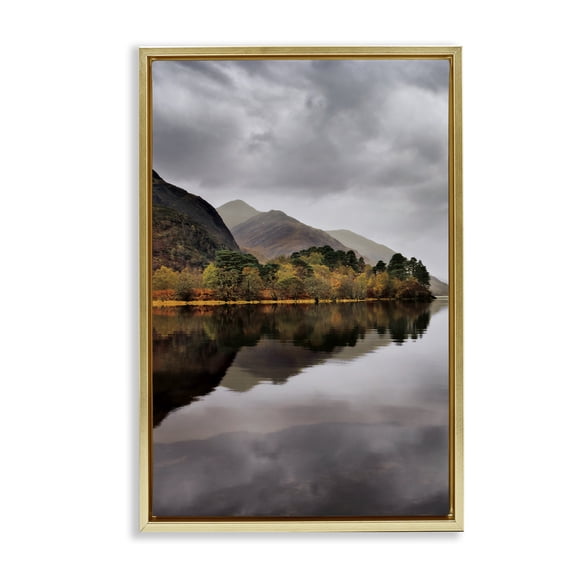 Stupell Industries Loch Shiel Scotland View Gold Framed Floater Canvas Wall Art design by Michael Cahill, 31 x 21
