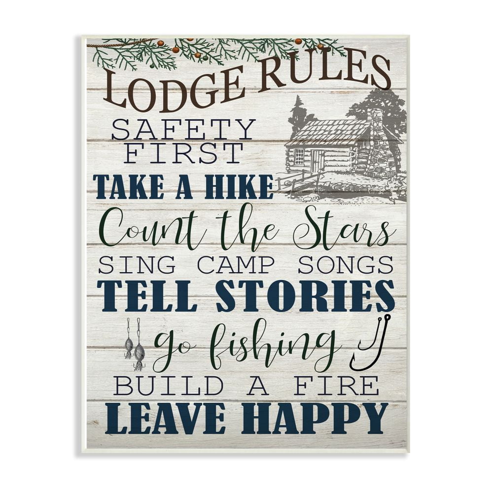 Stupell Industries Lodge Rules Country Landscape Textured Wood Design Wall Plaque Art by Ann Bailey