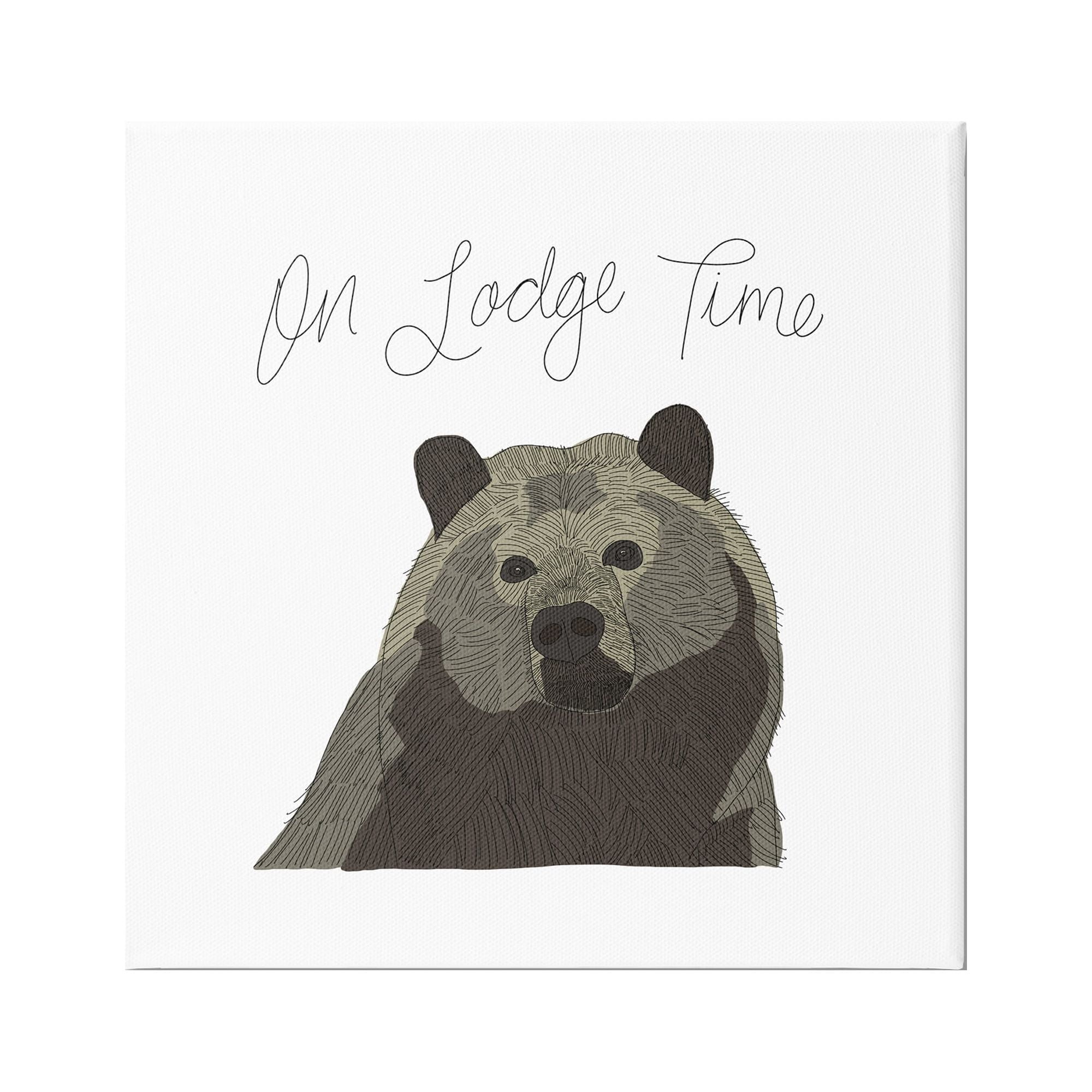 Stupell Industries Lodge Time Casual Cursive Bear Cabin Wildlife Graphic Art Gallery Wrapped Canvas Print Wall Art, Design by Tara Moss