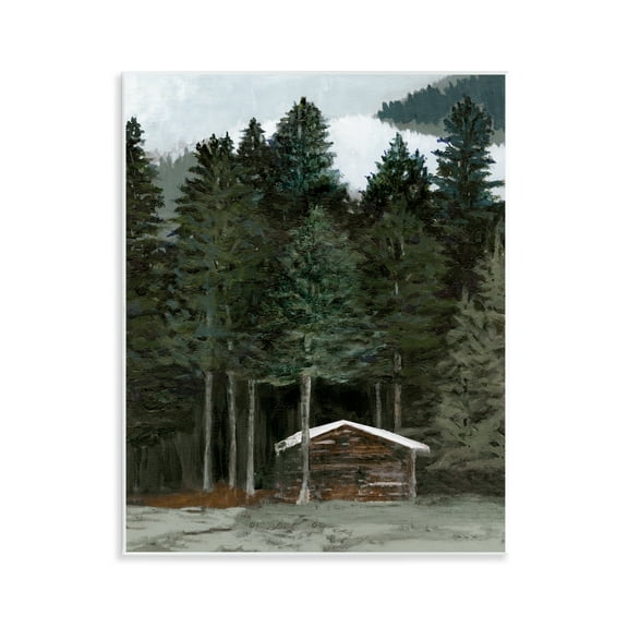 Stupell Industries Log Cabin Forest Thicket Landscape & Nature Painting Unframed Art Print Wall Art, 11 x 14