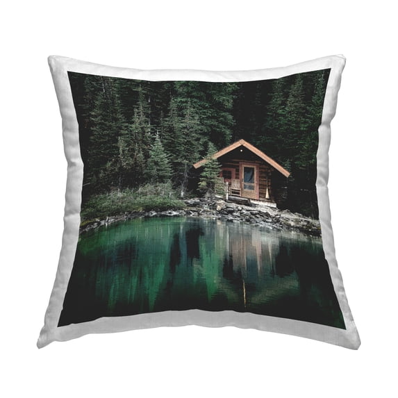 Stupell Industries Log Cabin Lake Reflection Decorative Printed Throw Pillow, 18 x 18