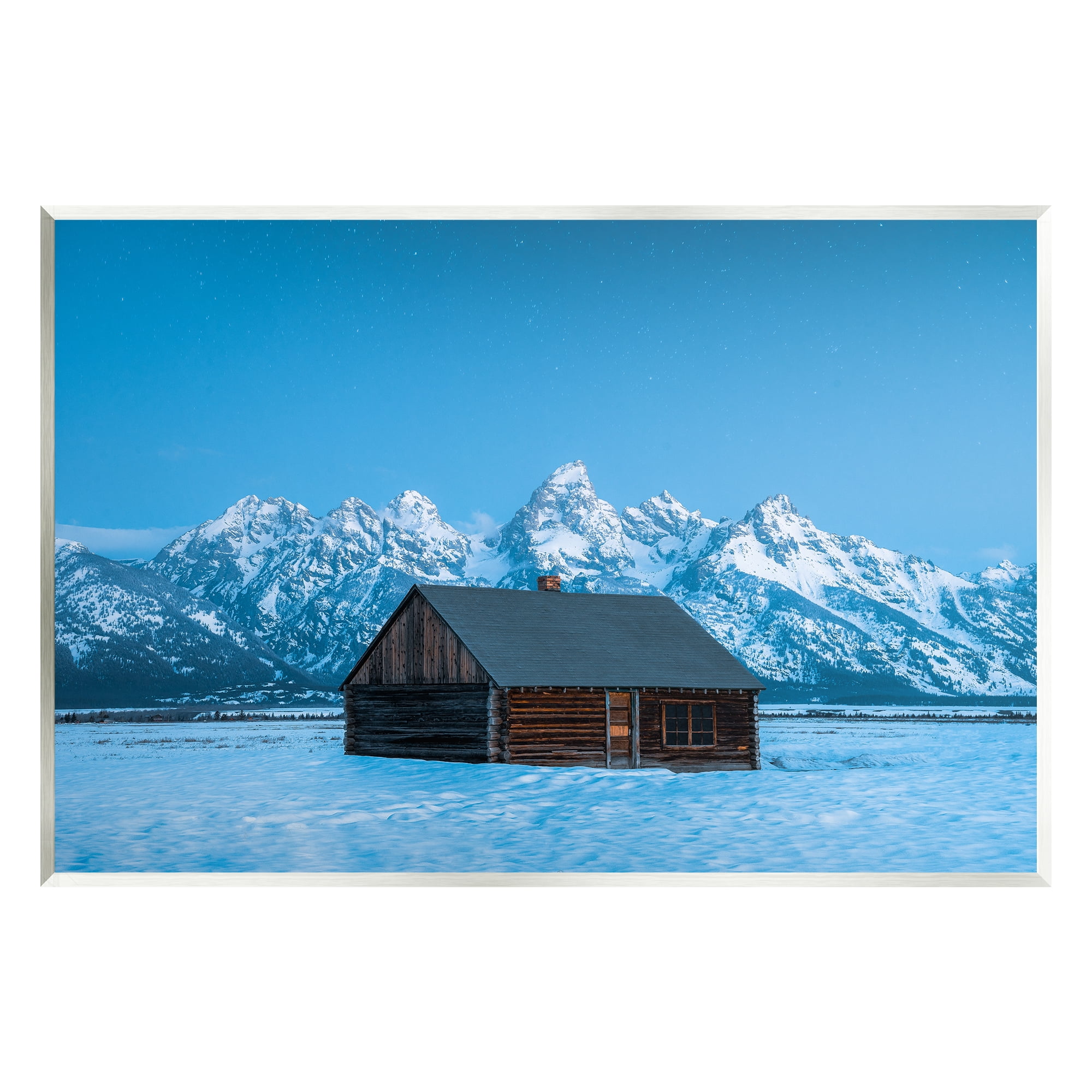 Stupell Industries Log Cabin Mountain View Landscape Photography Unframed Art Print Wall Art, 19 x 13