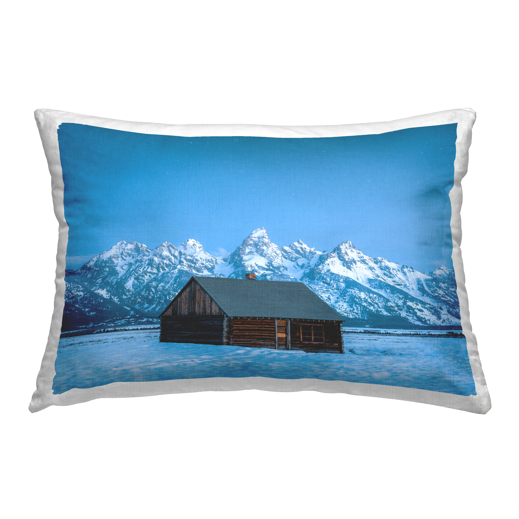Stupell Industries Log Cabin Snowy Scene Decorative Printed Throw Pillow, 14 x 20