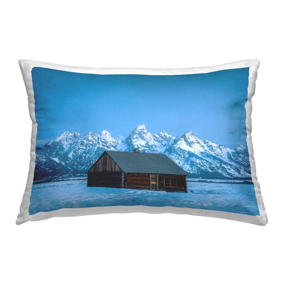 Stupell Industries Log Cabin Snowy Scene Decorative Printed Throw Pillow, 14 x 20