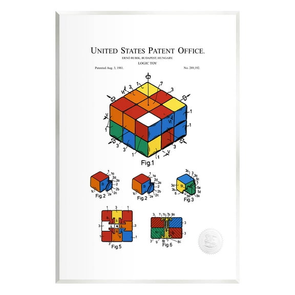 Stupell Industries Logic Toy Patent Diagram Graphic Art Unframed Art Print Wall Art, Design by Karl Hronek