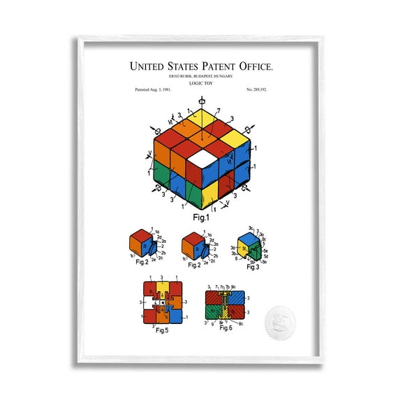 Stupell Industries Logic Toy Patent Diagram Graphic Art White Framed Art Print Wall Art, Design by Karl Hronek