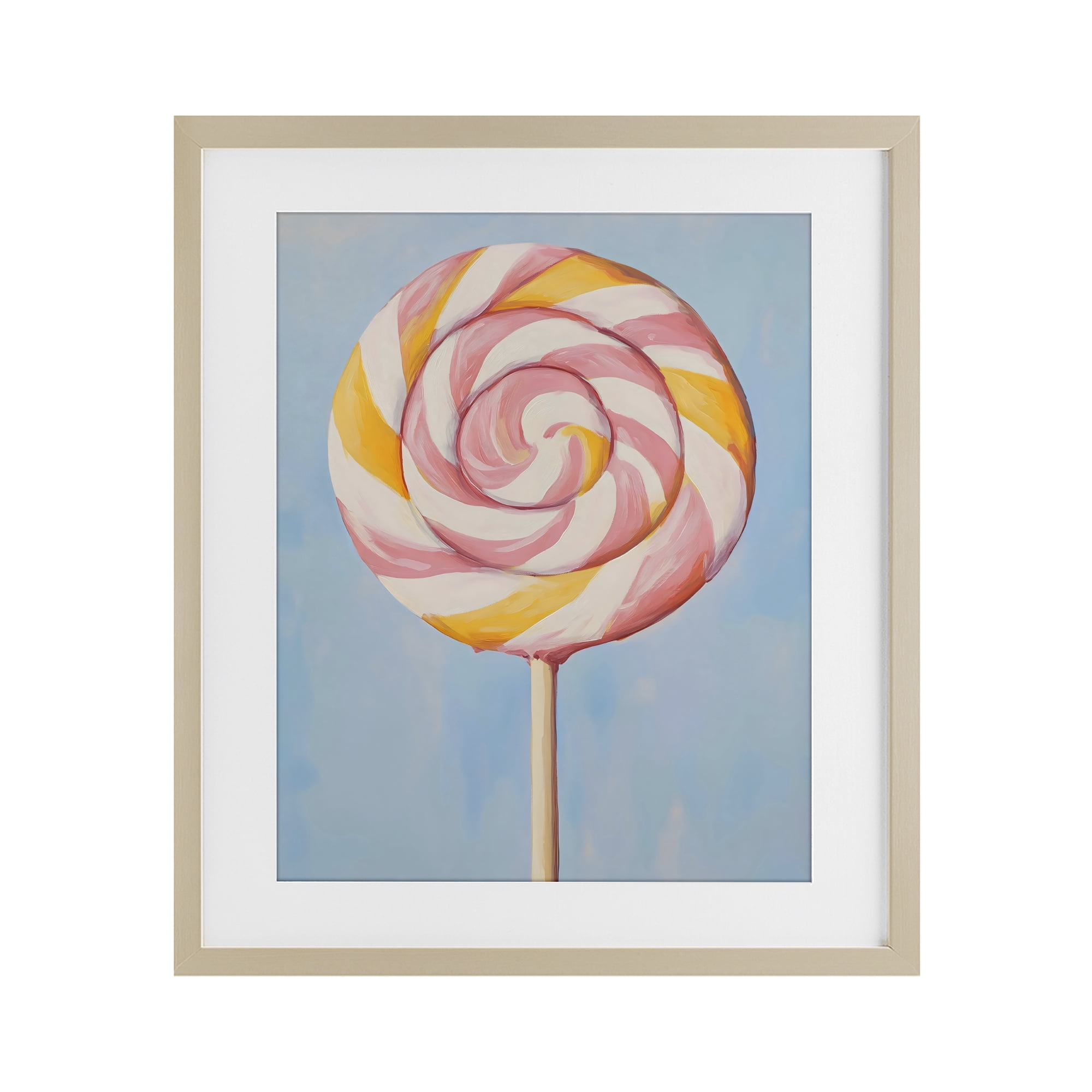Stupell Industries Lollipop with Pink & Orange Swirl Birch Framed Print Under Glass, design by The Prints Vibe