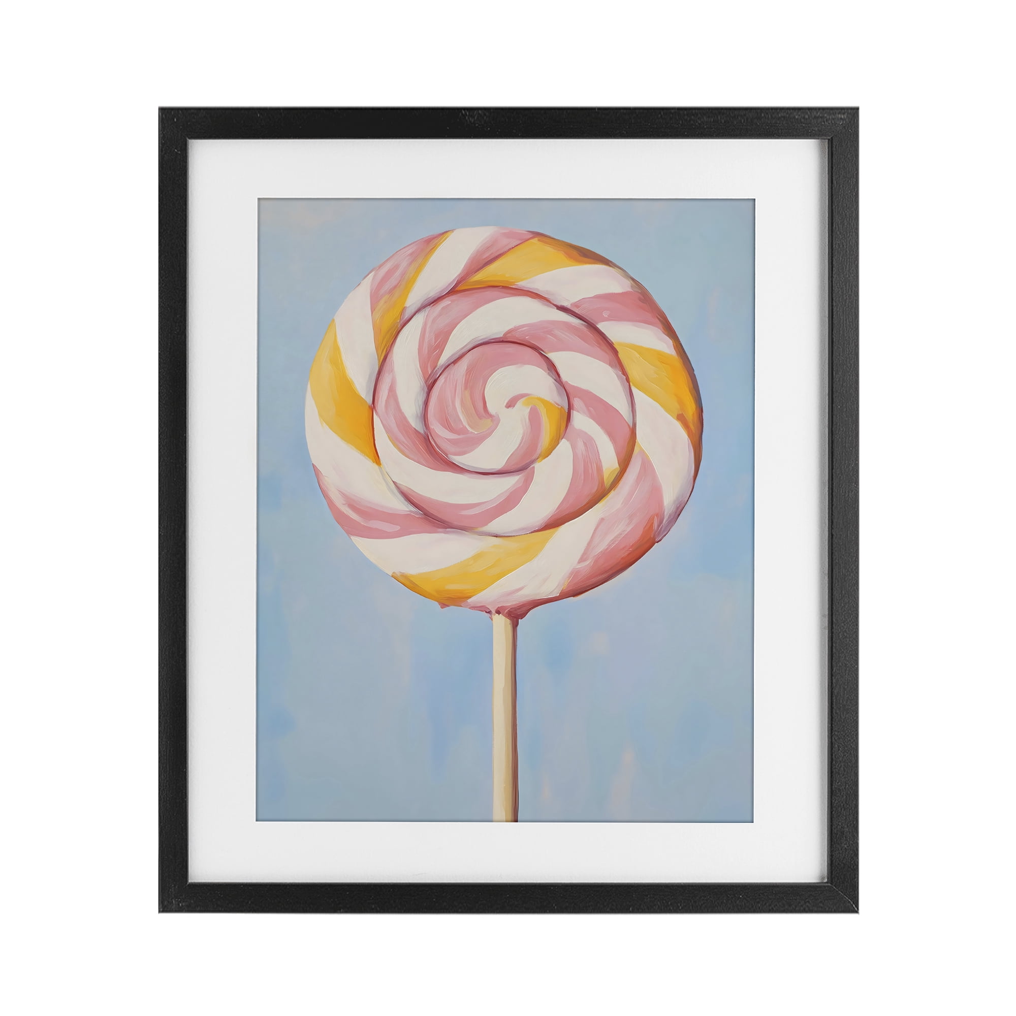 Stupell Industries Lollipop with Pink & Orange Swirl Black Framed Print Under Glass, design by The Prints Vibe