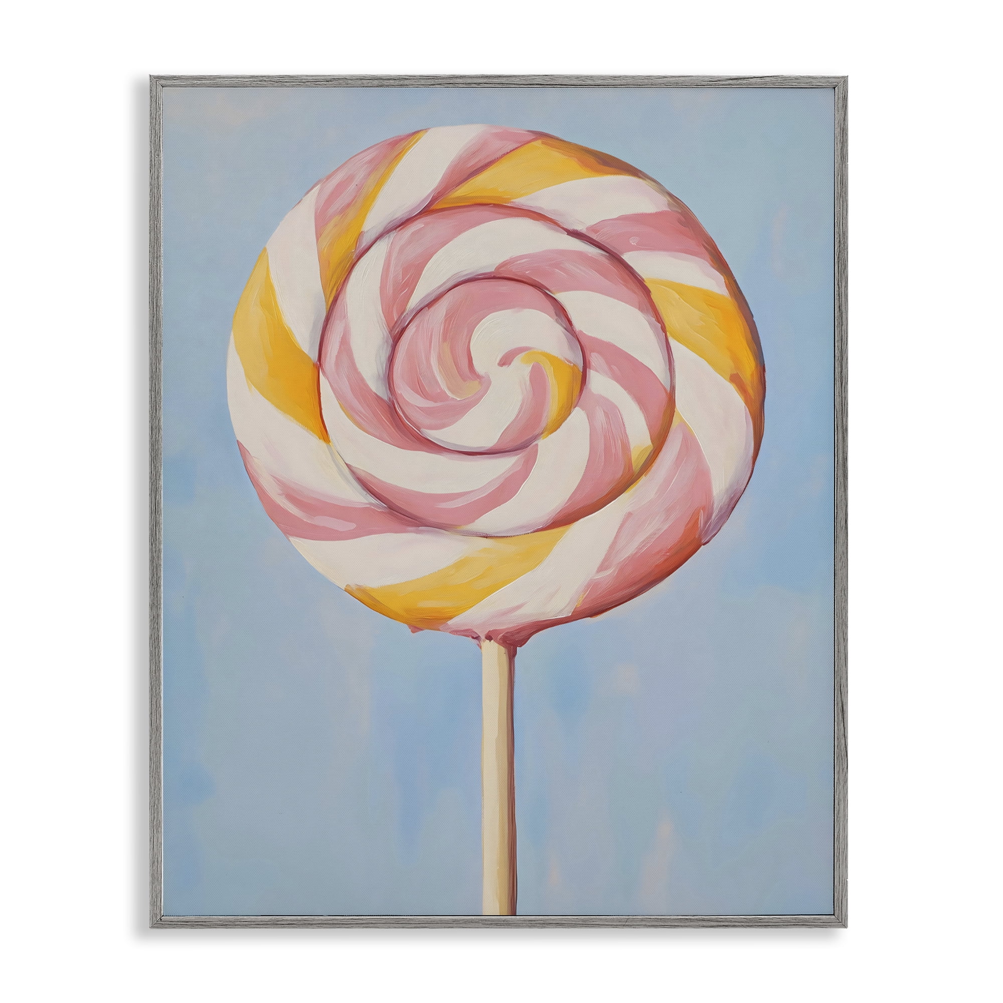Stupell Industries Lollipop with Pink & Orange Swirl Gray Framed Giclee Art, design by The Prints Vibe