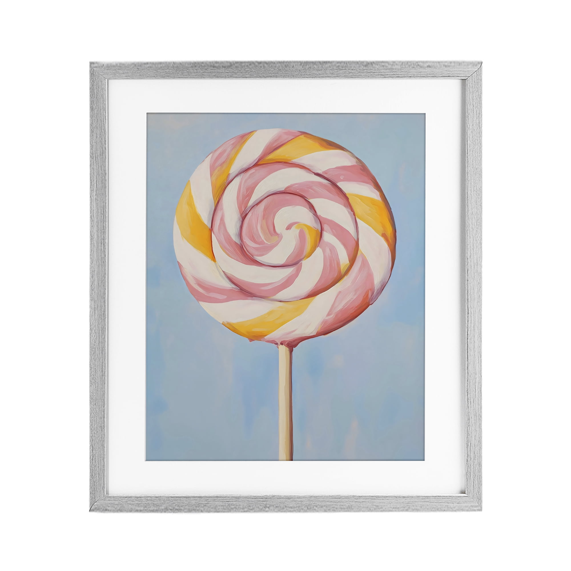 Stupell Industries Lollipop with Pink & Orange Swirl Gray Framed Print Under Glass, design by The Prints Vibe